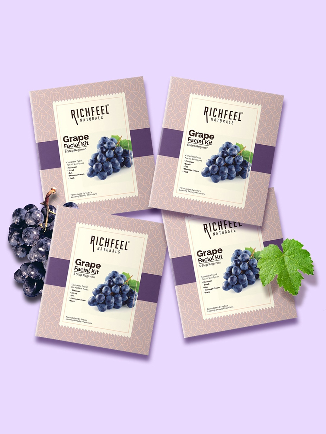 

Richfeel Set Of 4 Grape Facial Kit, White