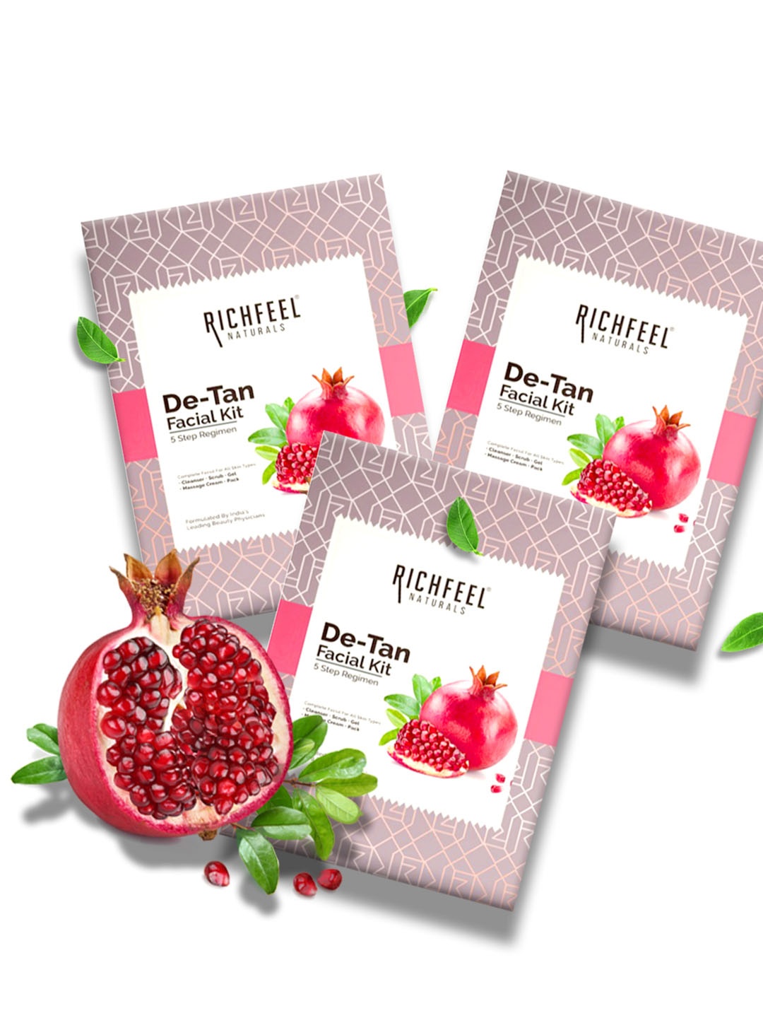 

Richfeel Unisex Pack of 3 De-Tan Facial Kit, White