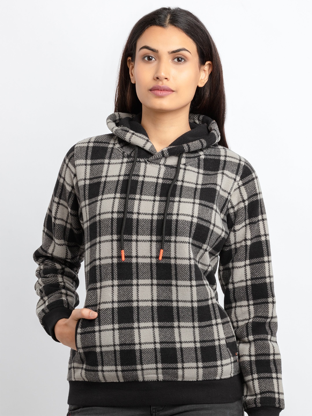 

Status Quo Women Grey Checked Sweatshirt