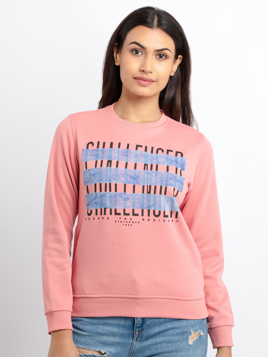 

Status Quo Women Pink Printed Sweatshirt