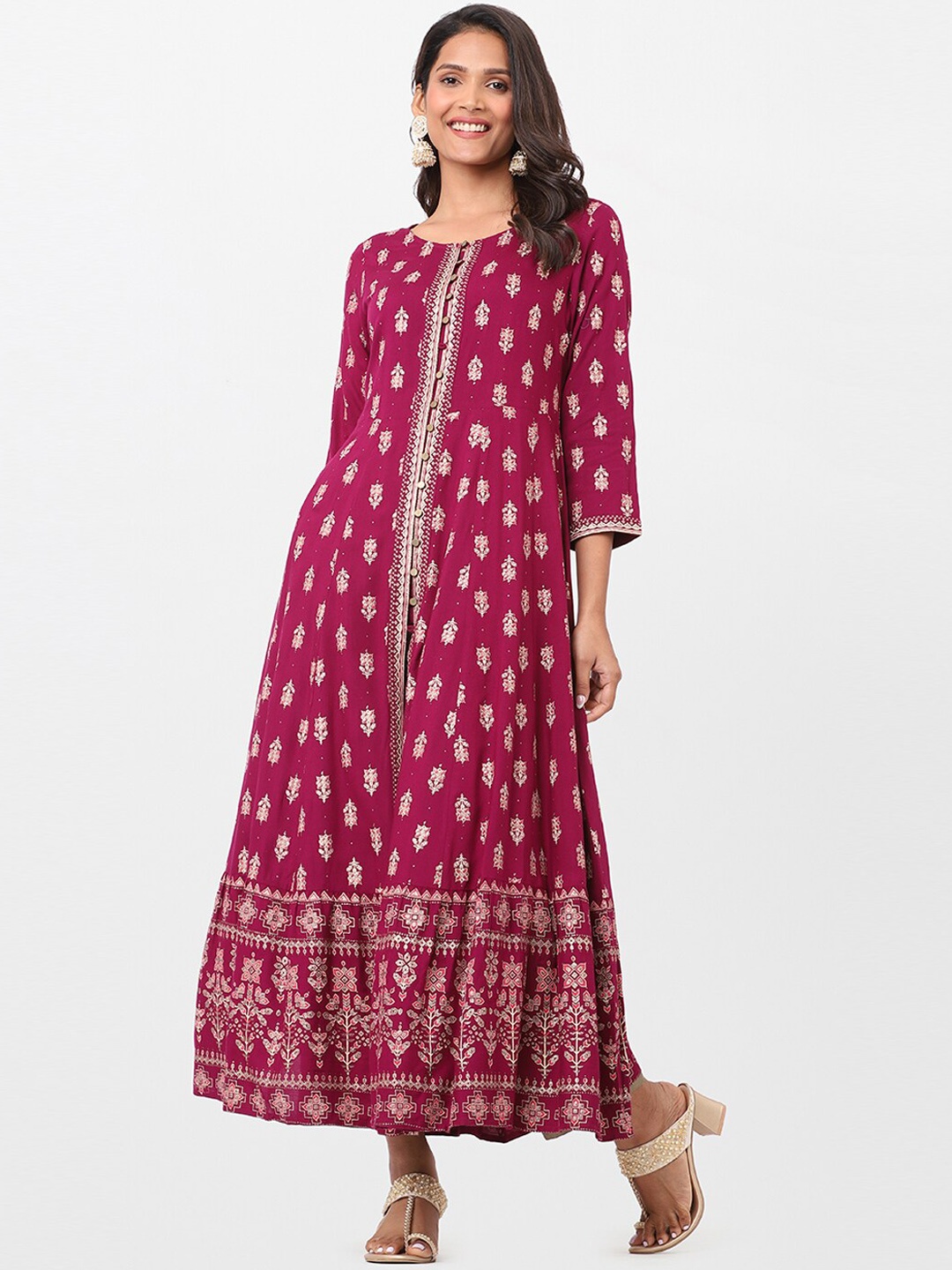 

itse Women Red Ethnic Motifs Printed Anarkali Kurta