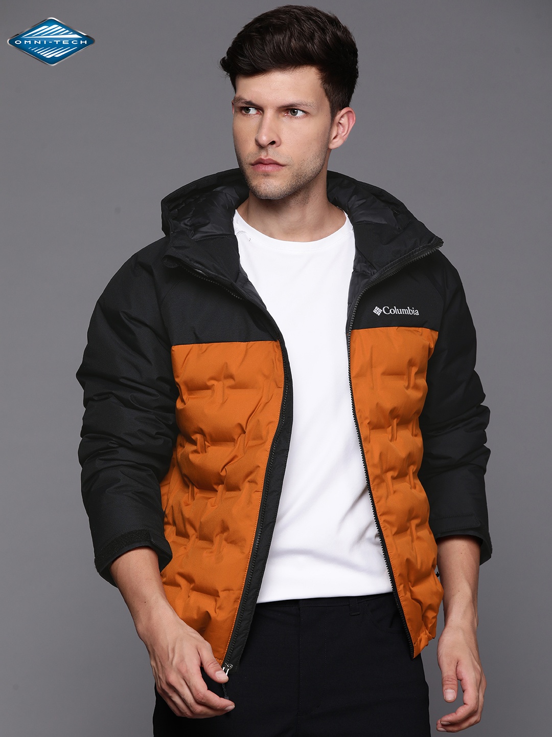 

Columbia Men Black Orange Colourblocked Reflective Strip Outdoor Sporty Jacket