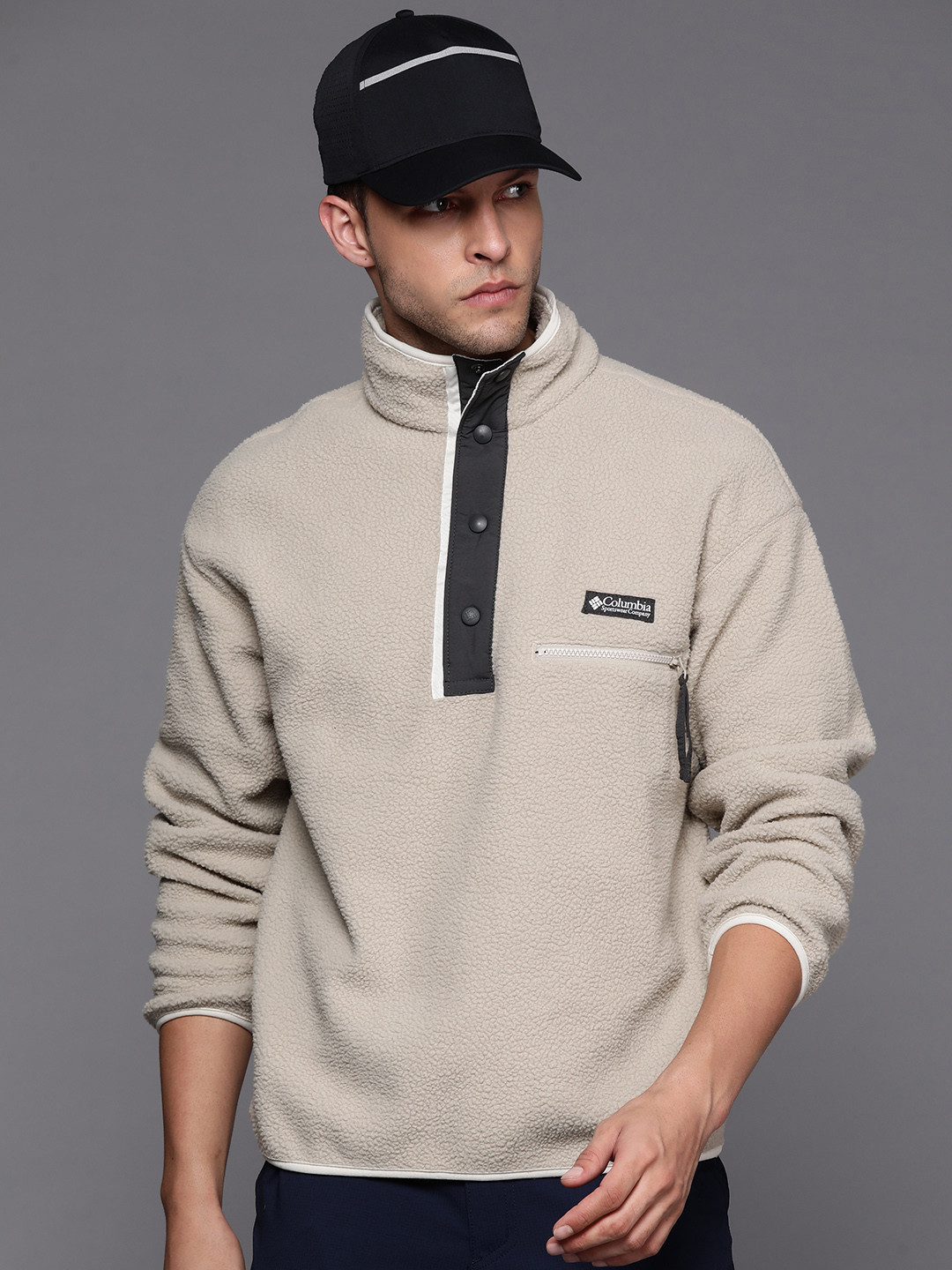 

Columbia Men Beige Solid Sustainable Bomber Jacket