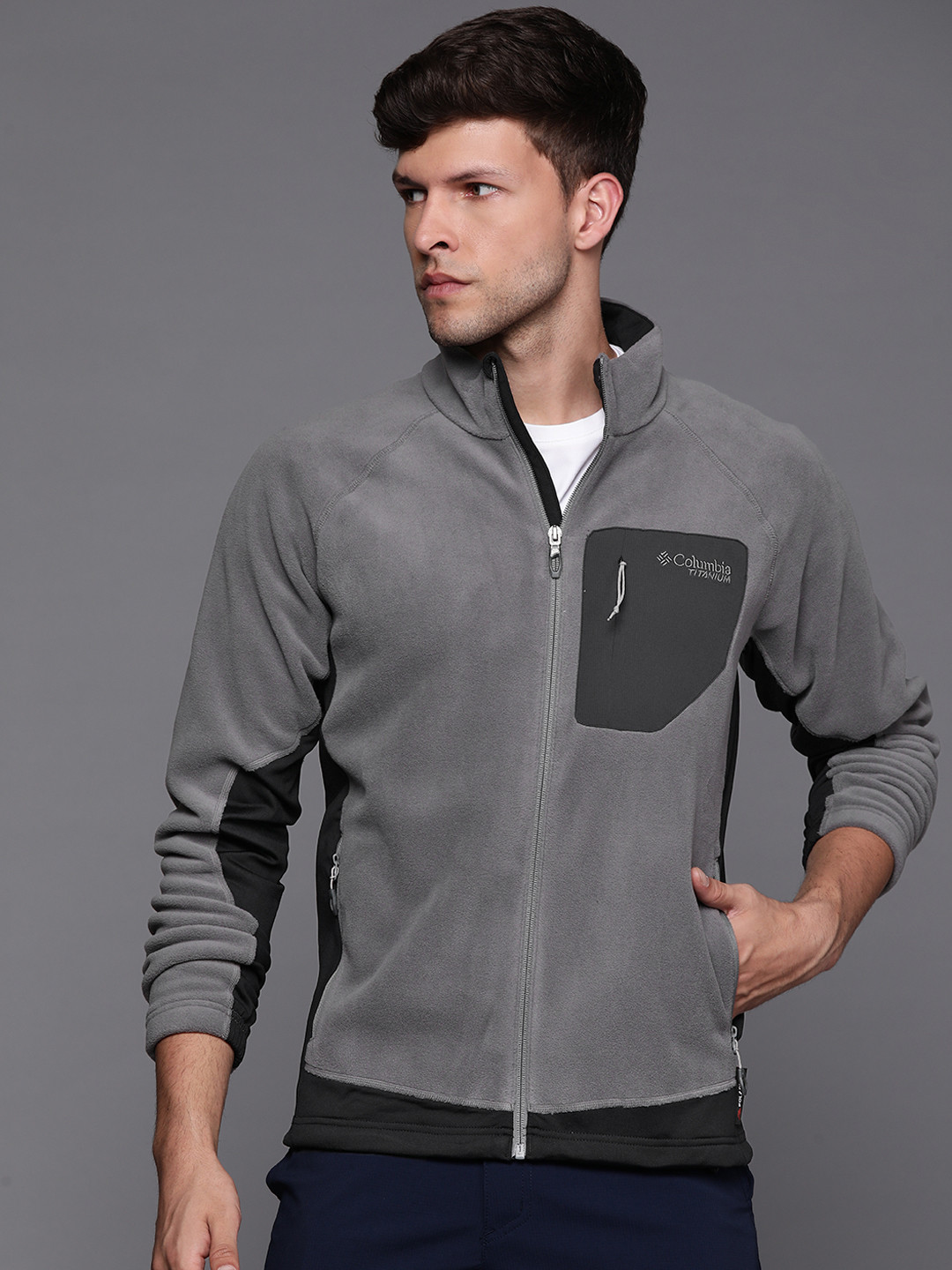 

Columbia Men Charcoal Grey Solid Omni Heat Infinity Sustainable Bomber Jacket