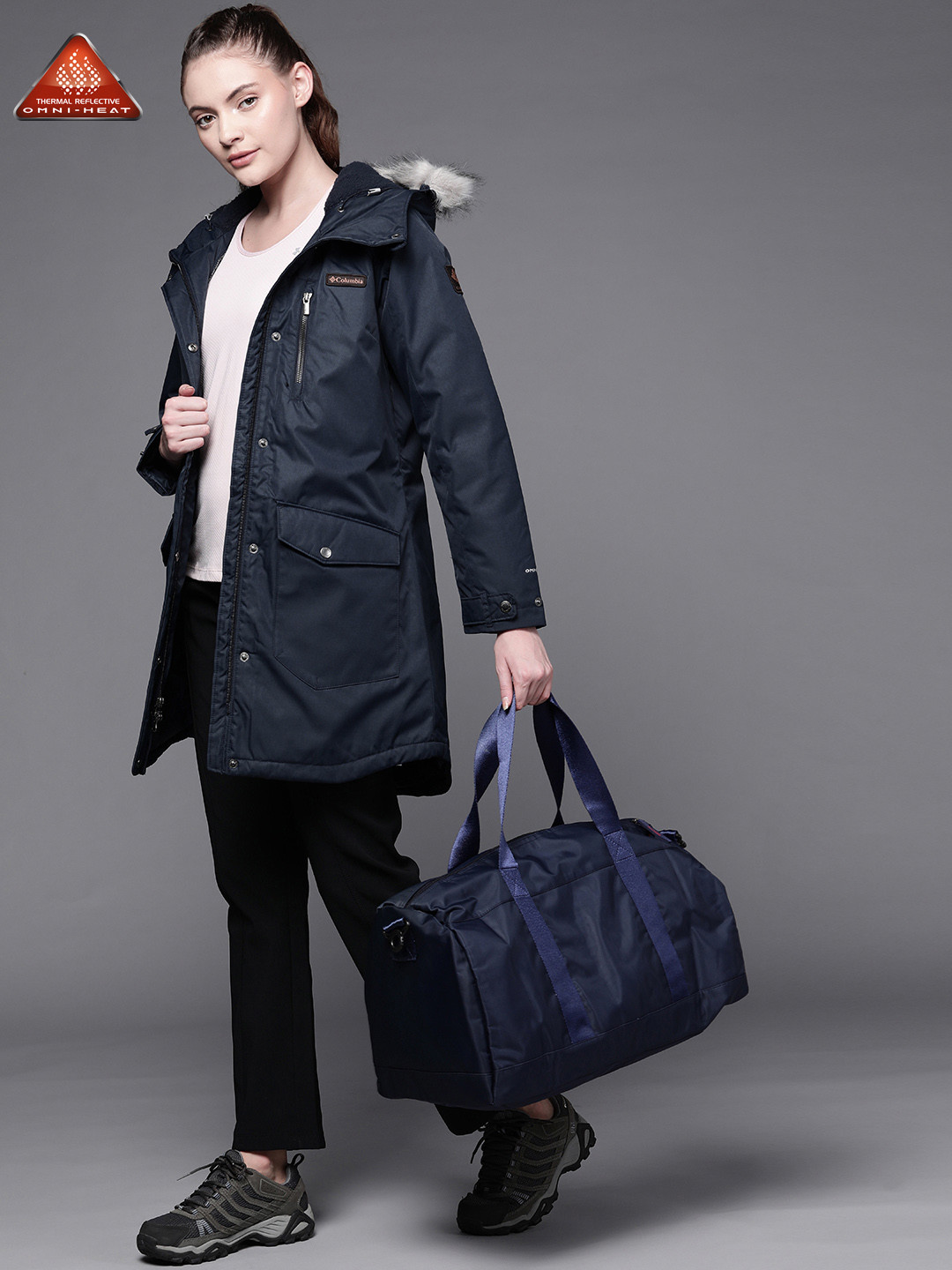 

Columbia Women Solid Longline Parka Jacket, Navy blue