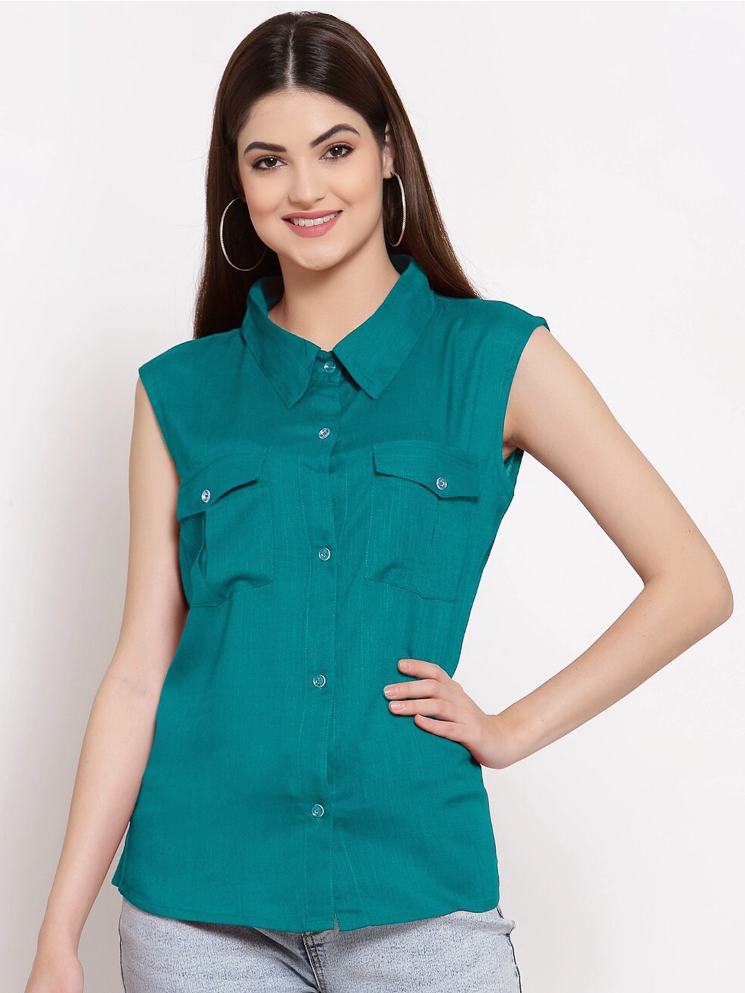 

PATRORNA Women Green Comfort Casual Shirt