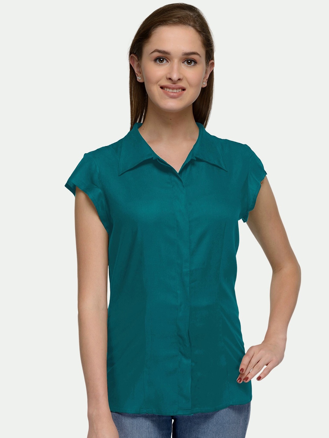 

PATRORNA Women Green Comfort Casual Shirt