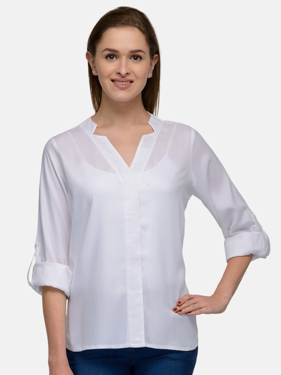 

PATRORNA Women White Comfort Casual Shirt