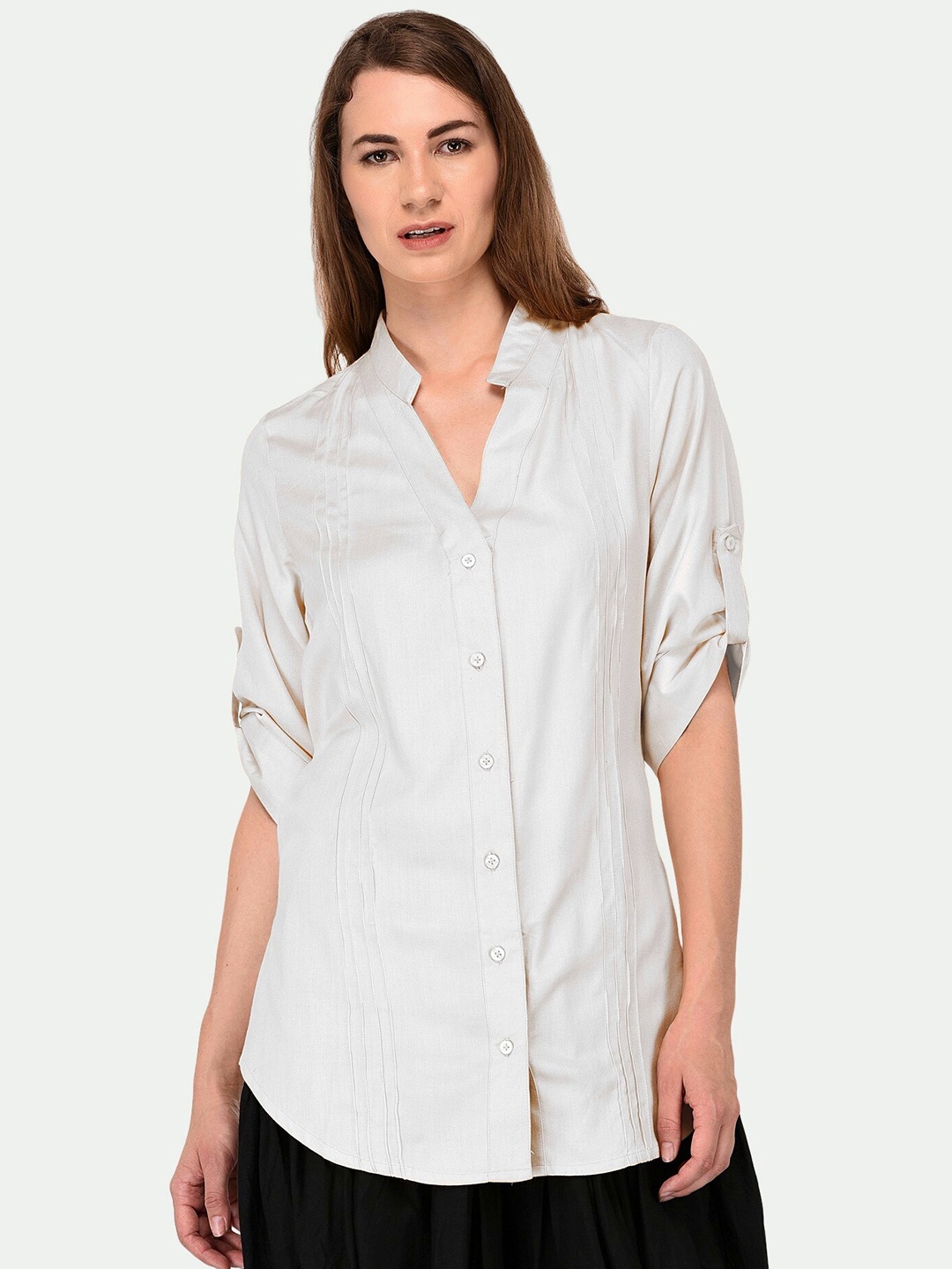 

PATRORNA Women White Comfort Casual Shirt