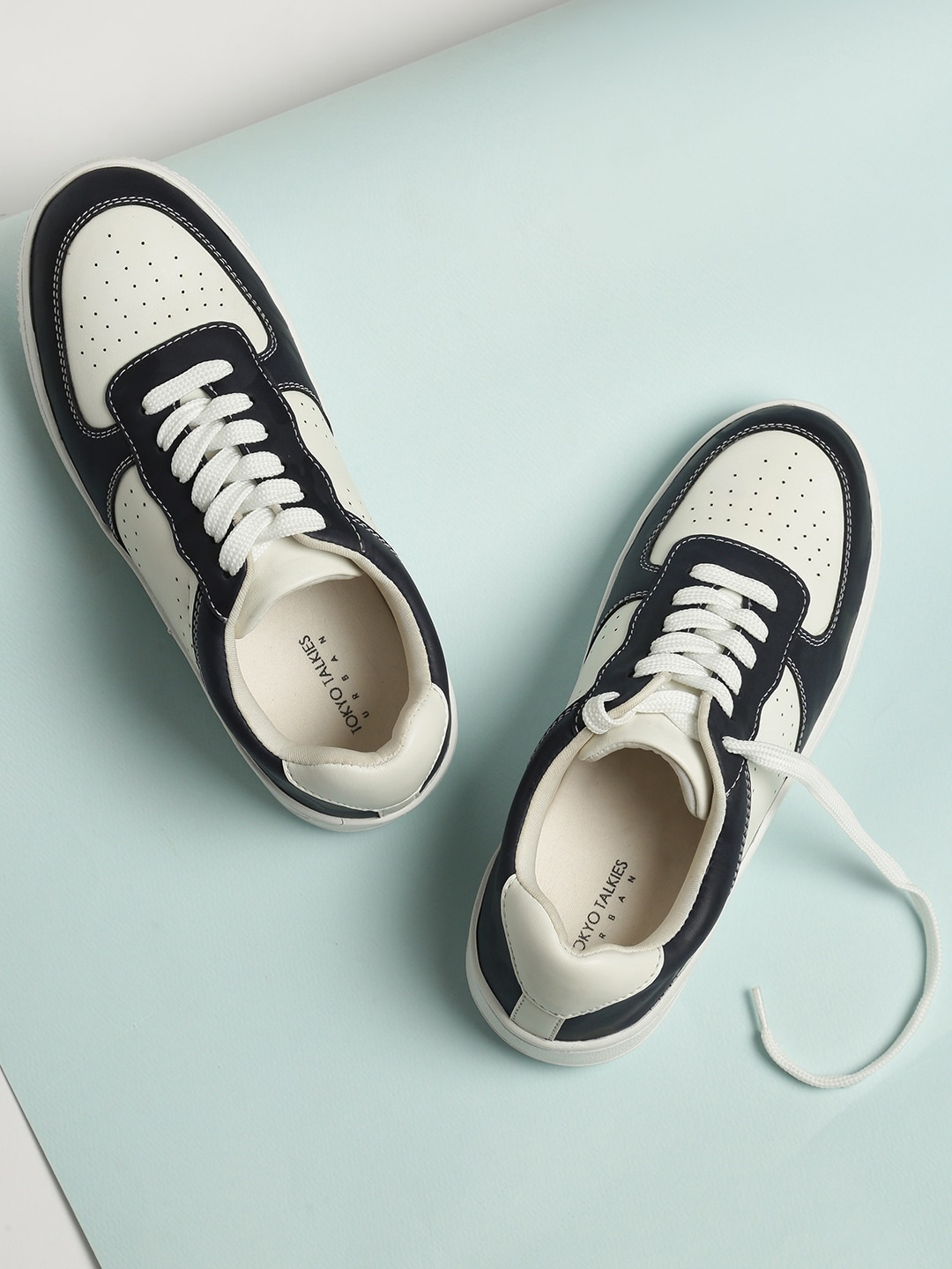 

Tokyo Talkies Women Colourblocked PU Lace-up Sneakers, Off white