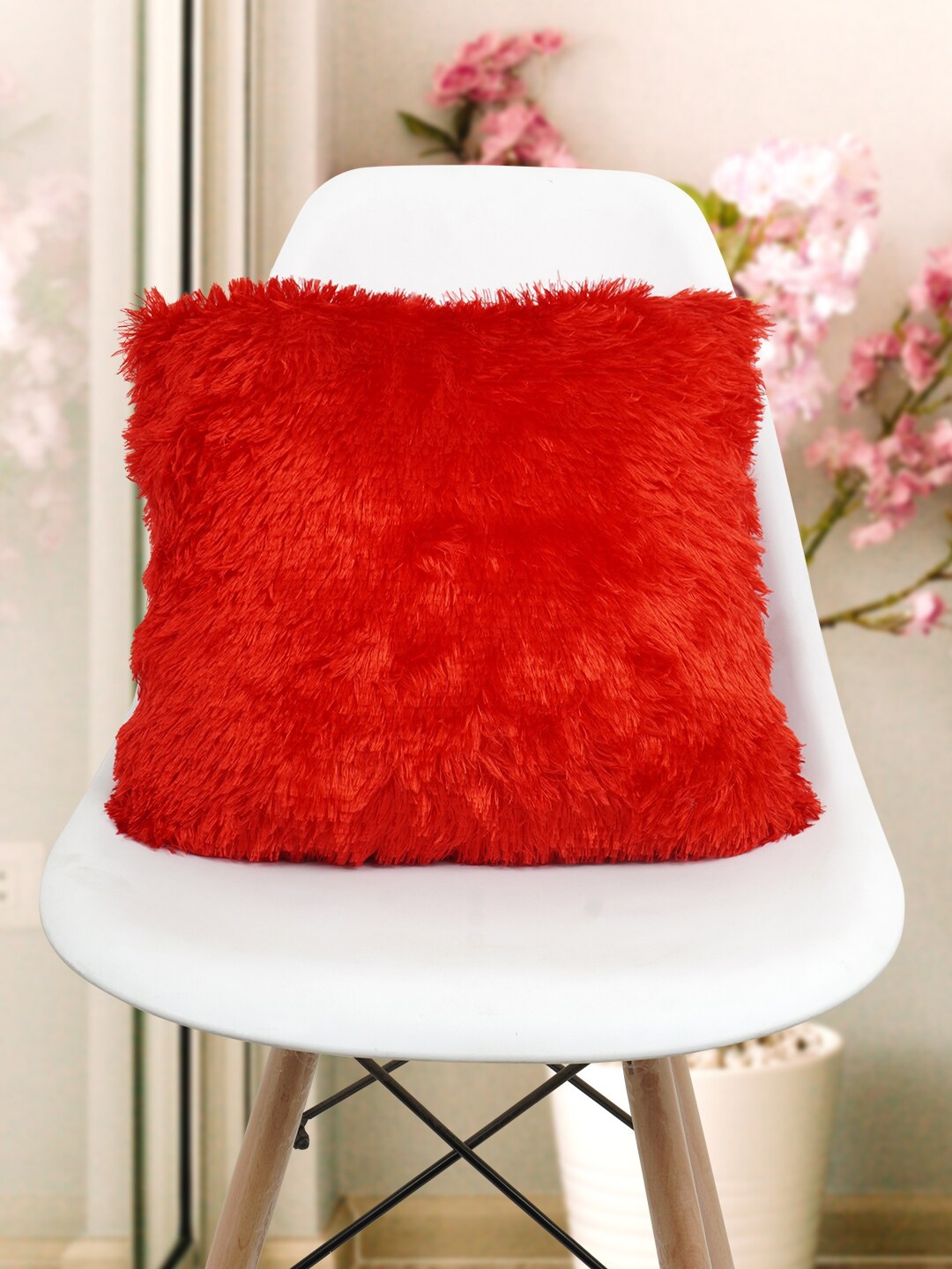 

Crazy Corner Red Solid Square Fur Cushions