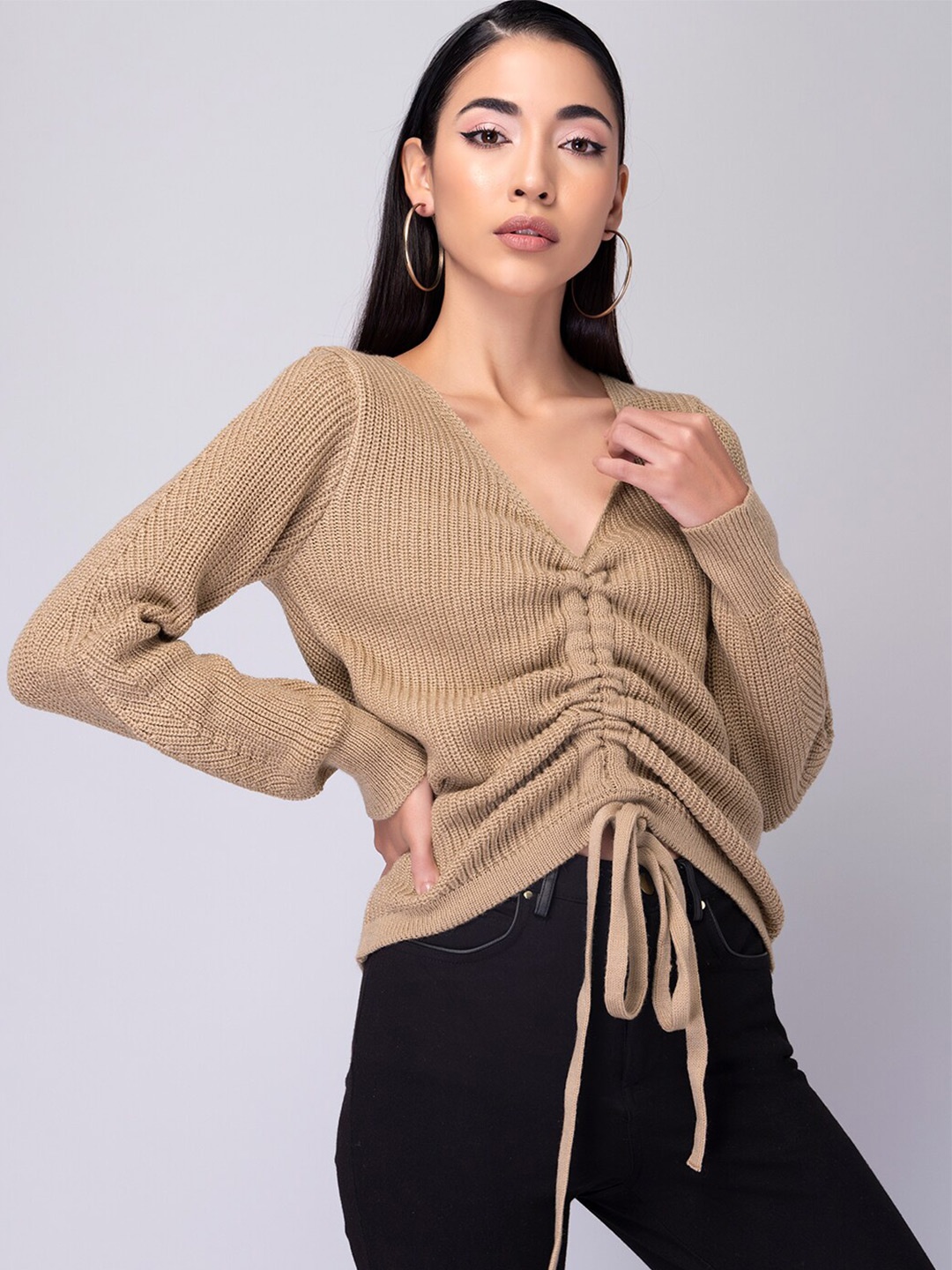 

FabAlley Women Beige Pullover