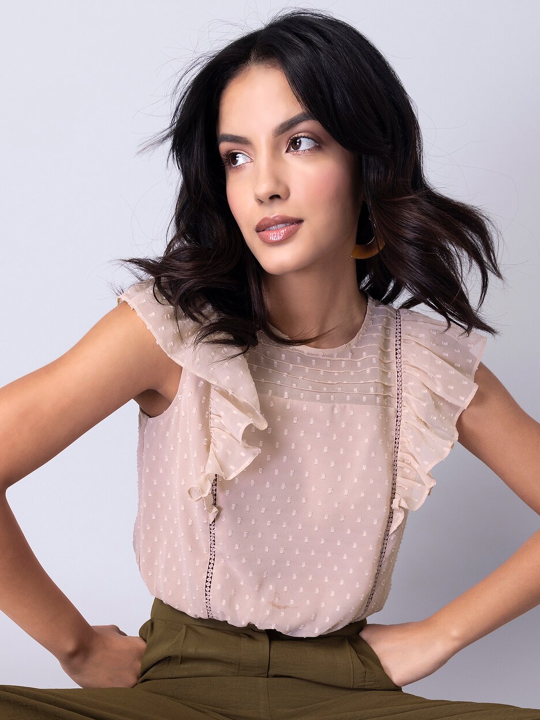 

FabAlley Peach-Coloured Georgette Top