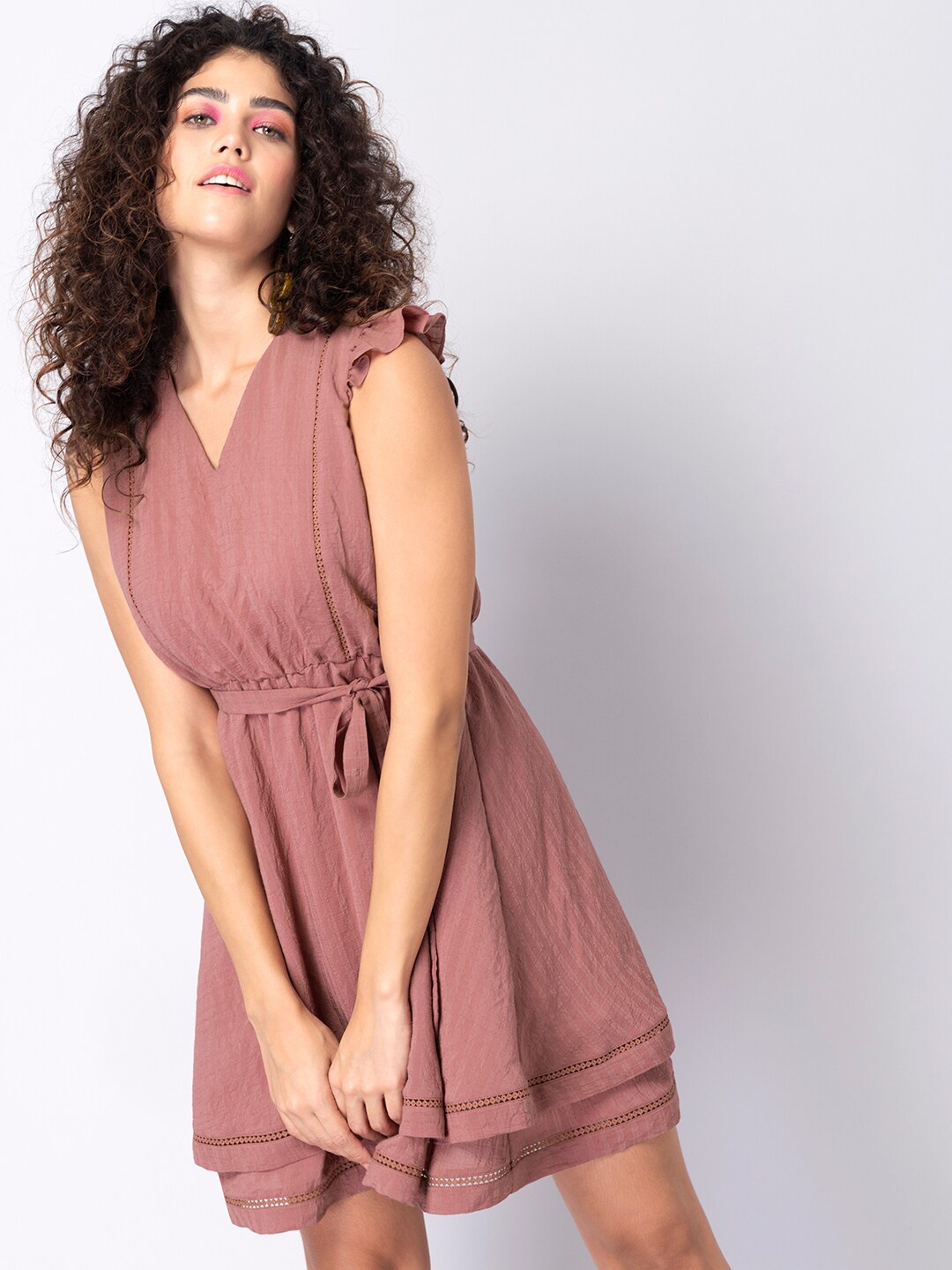 

FabAlley Pink Georgette Blouson Dress