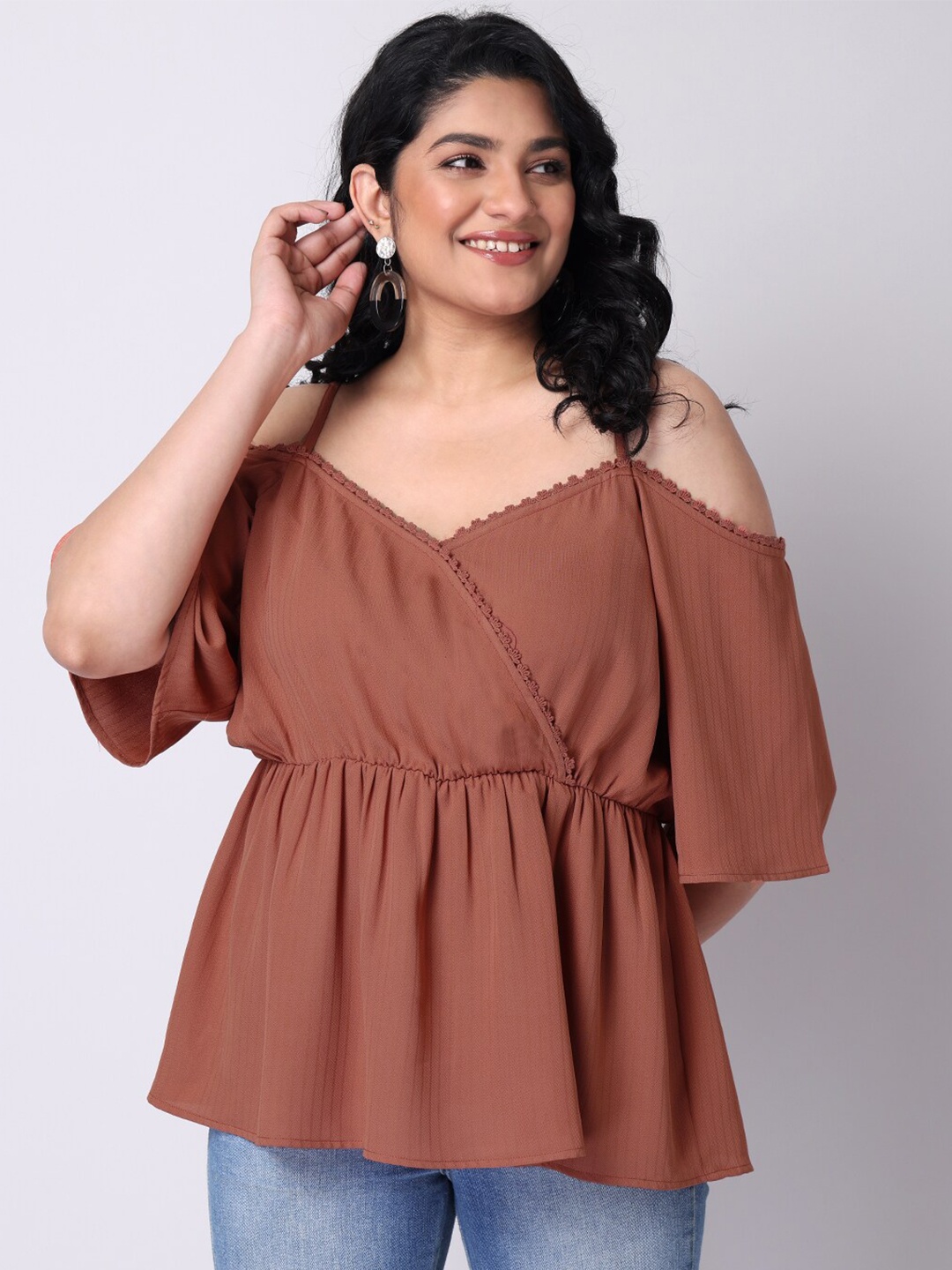 

FabAlley Curve Pink Georgette Empire Top