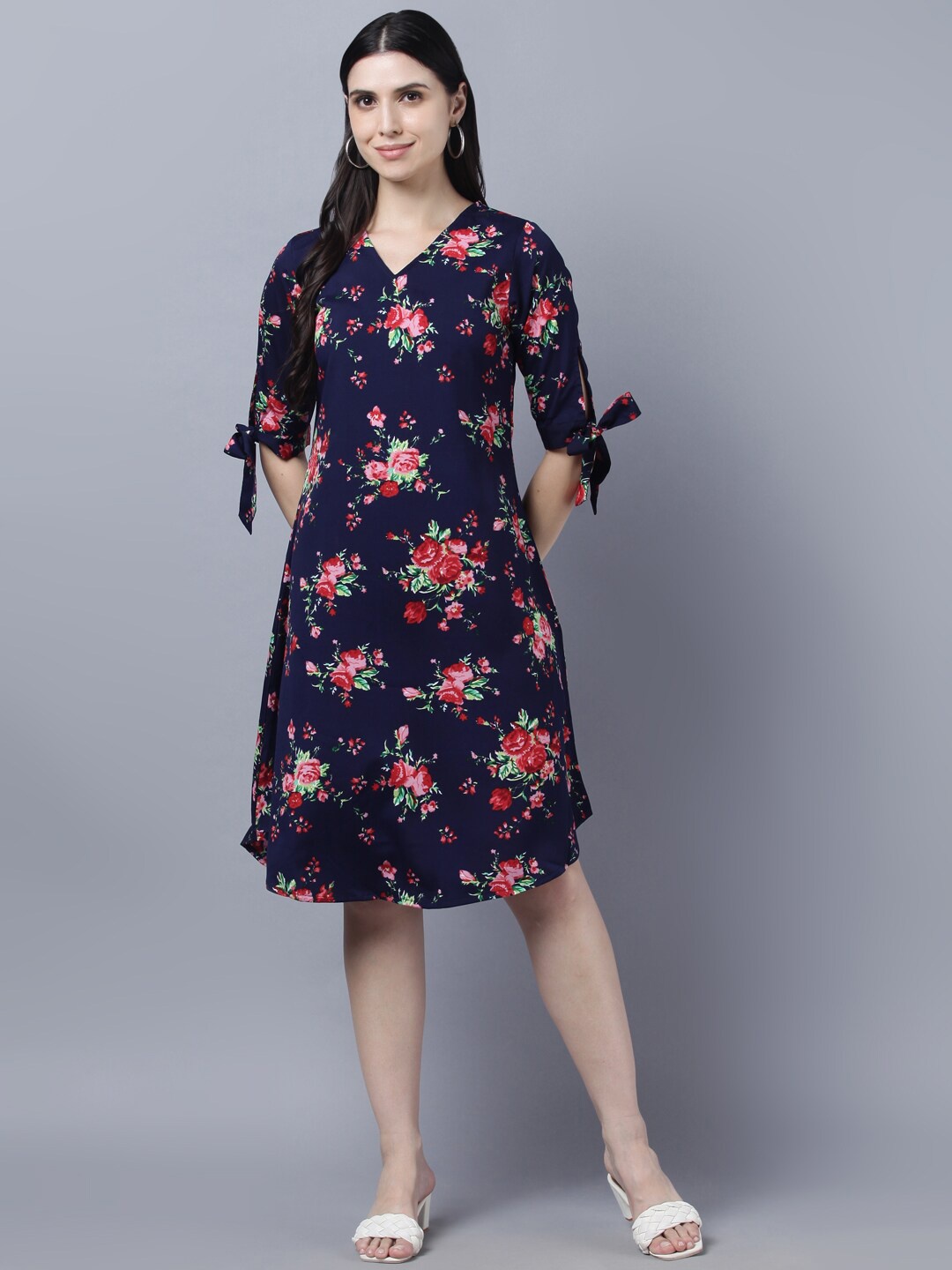 

Myshka Multicoloured Floral Crepe Dress, Multi