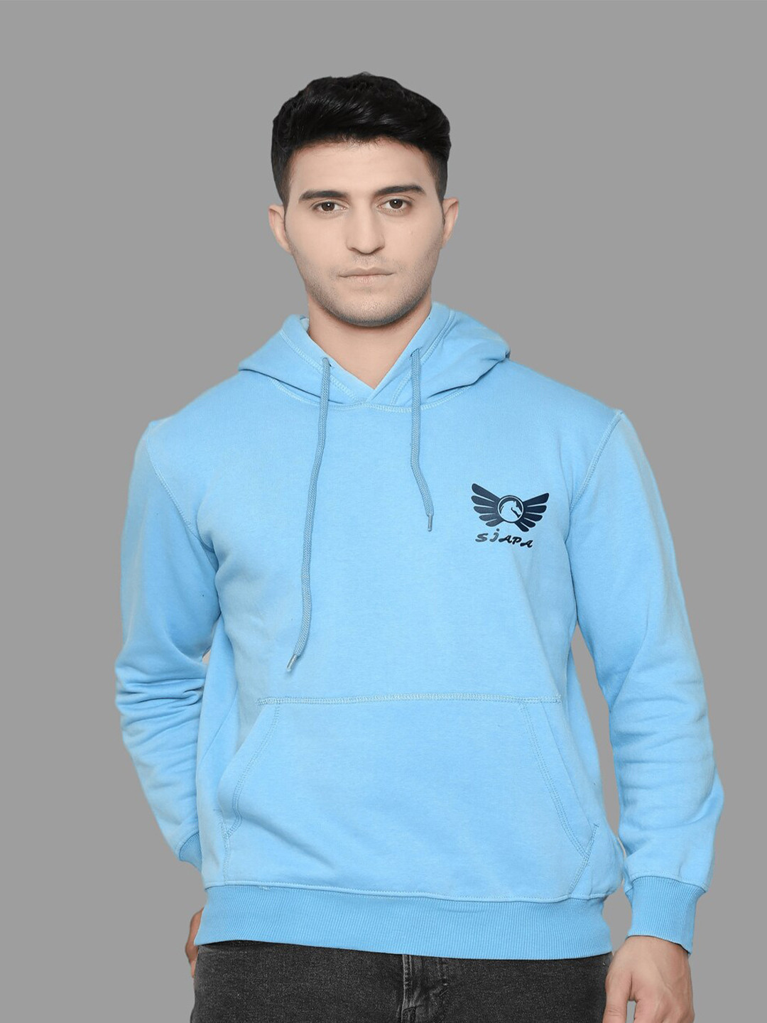 

SIAPA Men Blue Hooded Sweatshirt