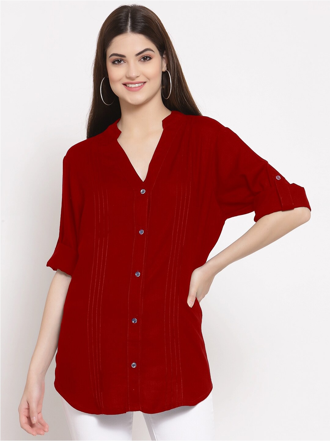 

PATRORNA Women Maroon Comfort Casual Shirt