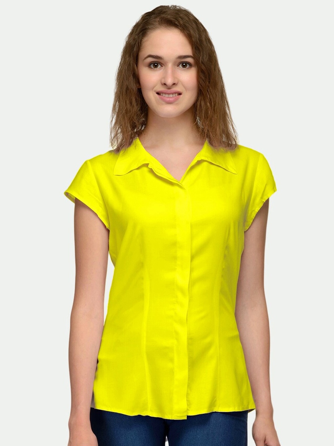 

PATRORNA Women Yellow Comfort Casual Shirt