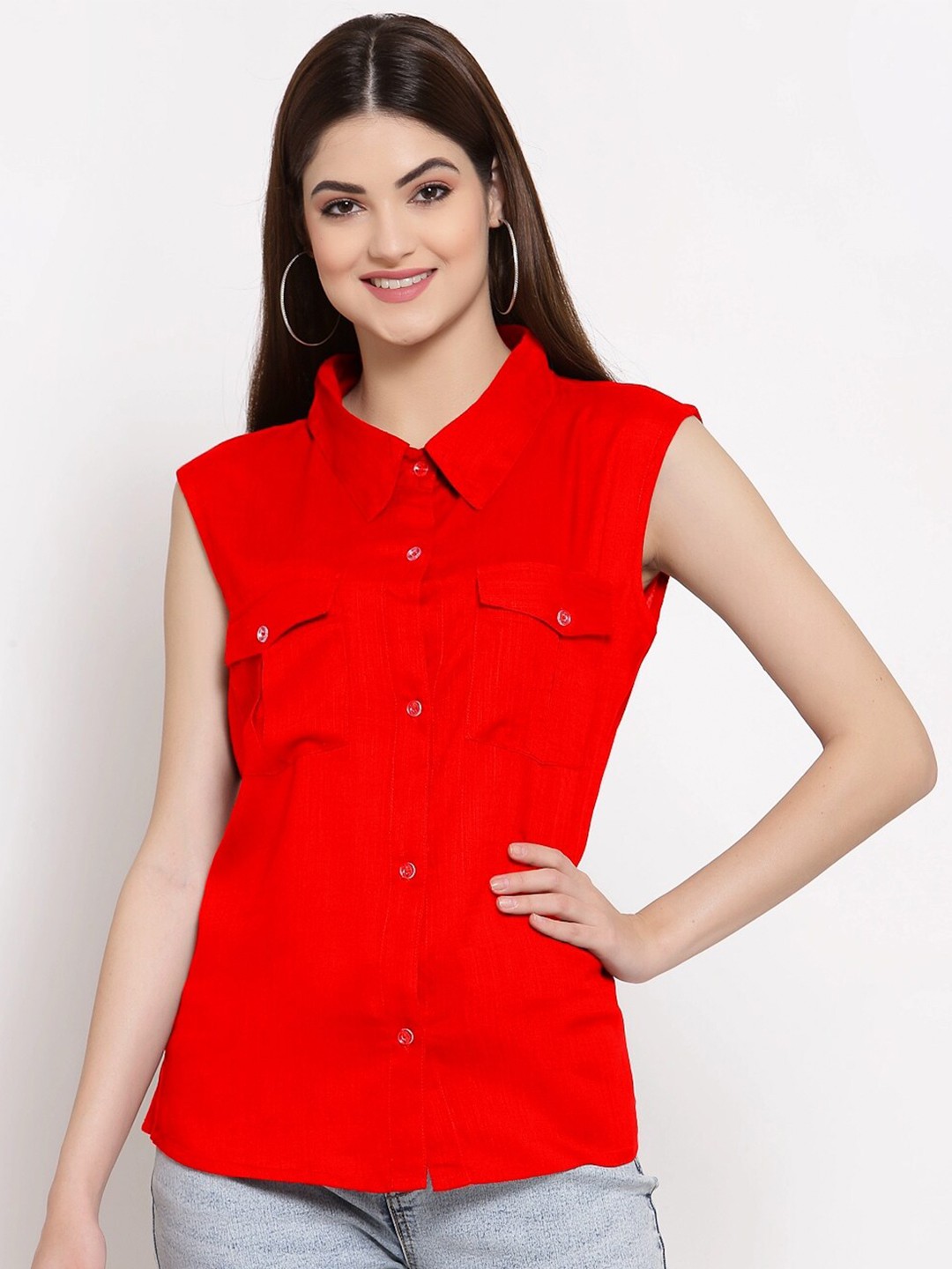 

PATRORNA Women Red Comfort Casual Shirt