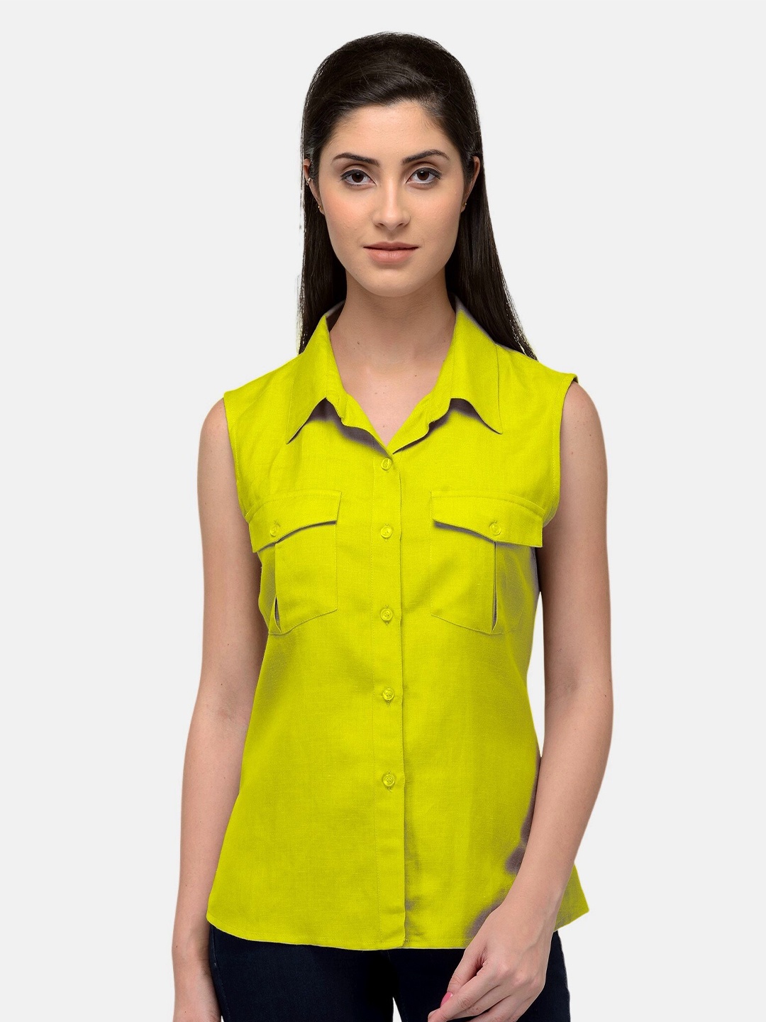 

PATRORNA Women Yellow Comfort Casual Shirt