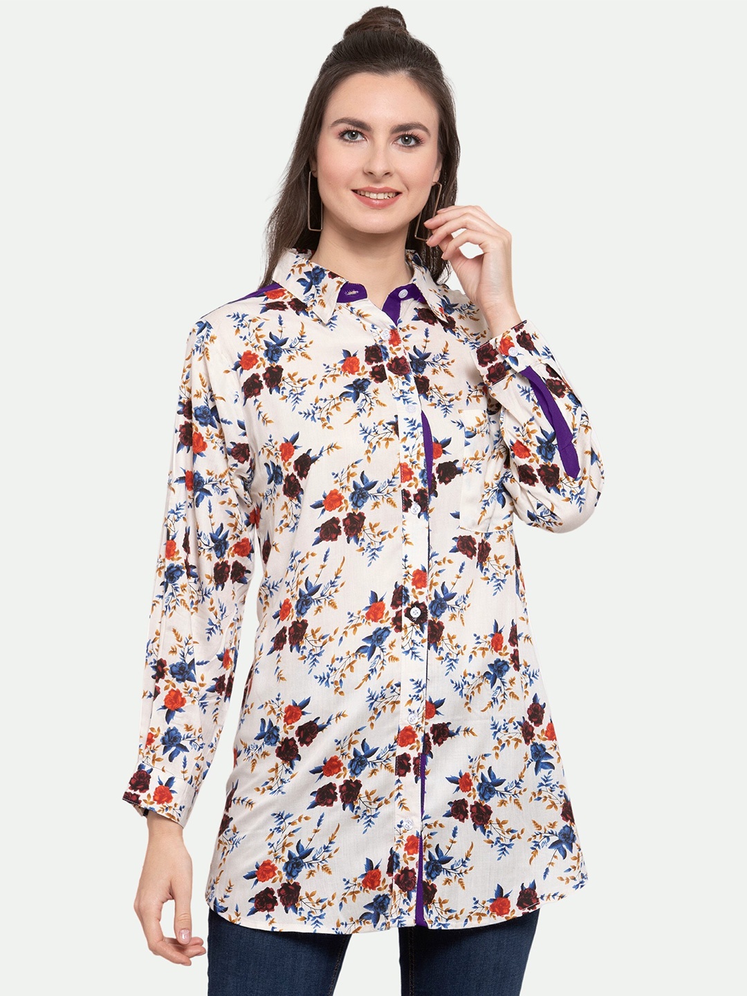 

PATRORNA Women Multicoloured Comfort Floral Printed Casual Shirt, Multi