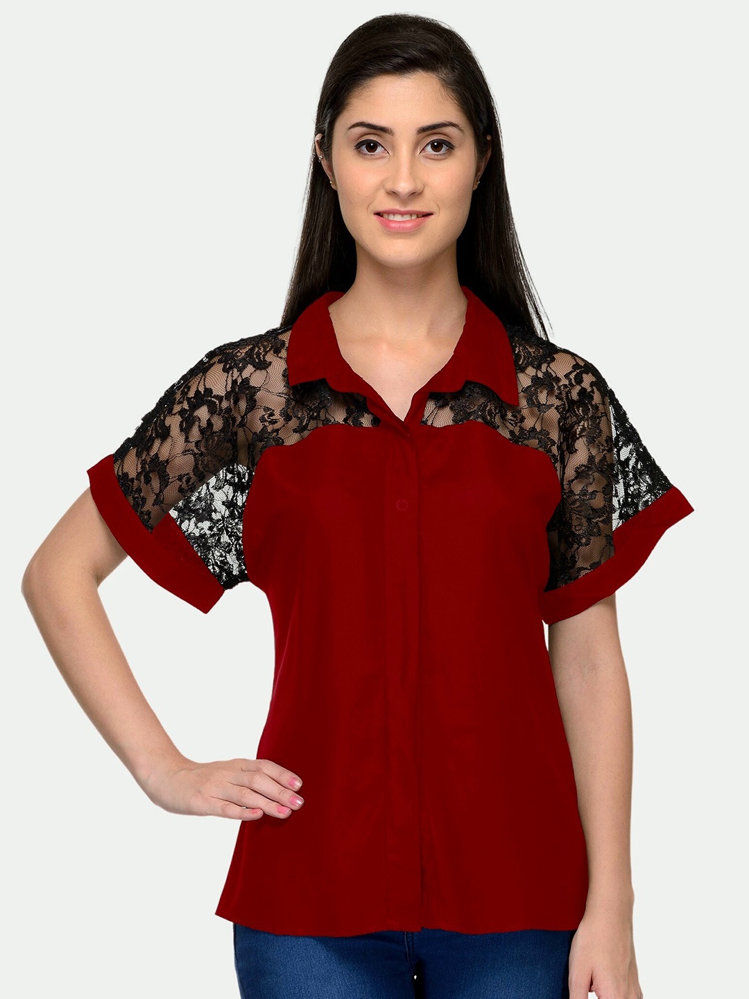 

PATRORNA Women Maroon Comfort Casual Shirt