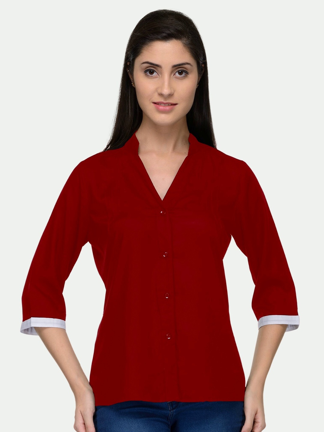 

PATRORNA Women Maroon Comfort Casual Shirt