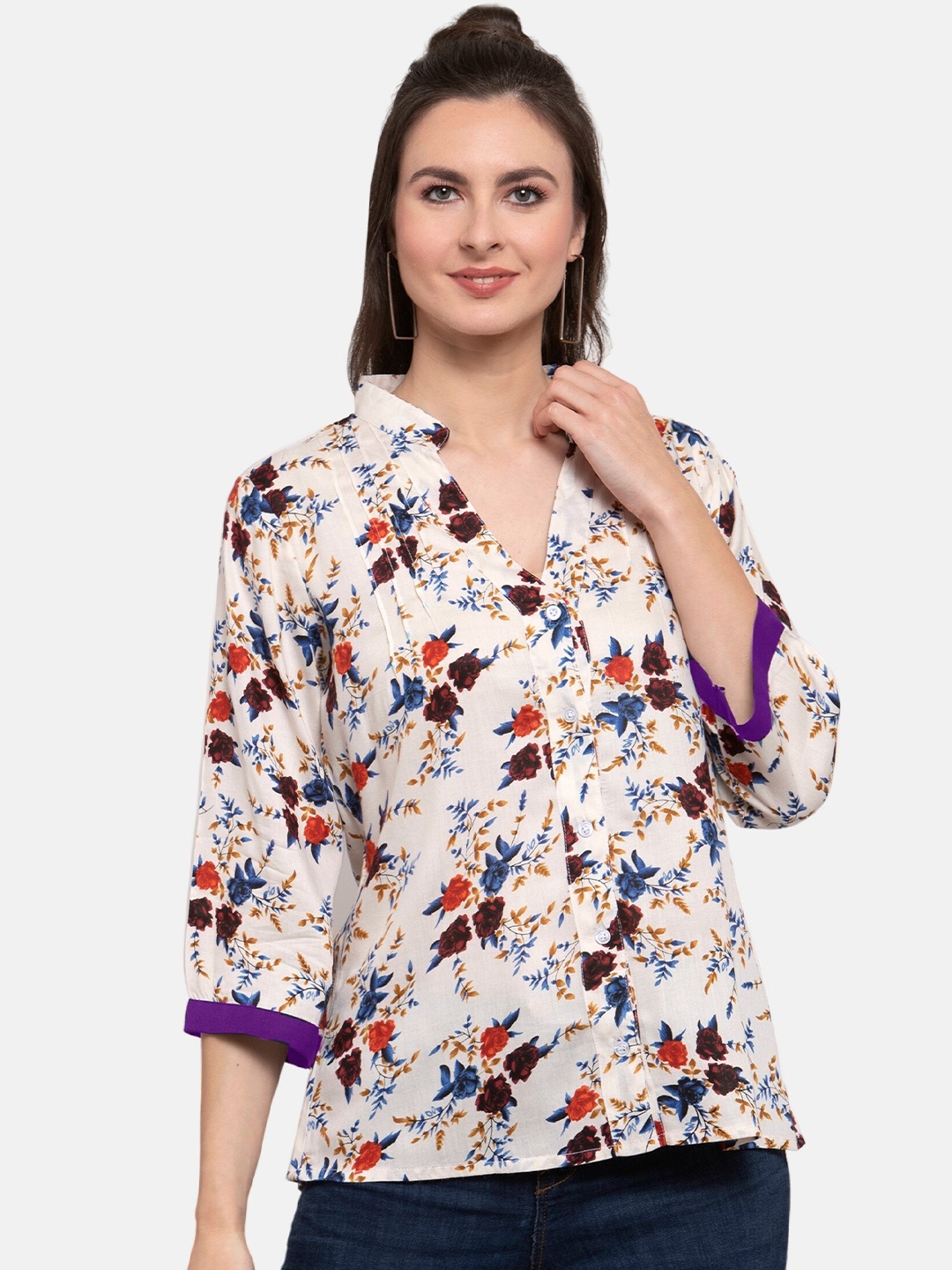 

PATRORNA Women Multicoloured Comfort Floral Printed Casual Shirt, Multi