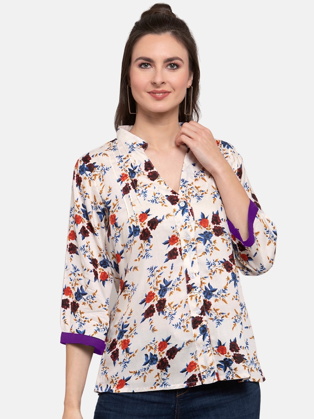 

PATRORNA Women Multicoloured Comfort Floral Printed Casual Shirt, Multi