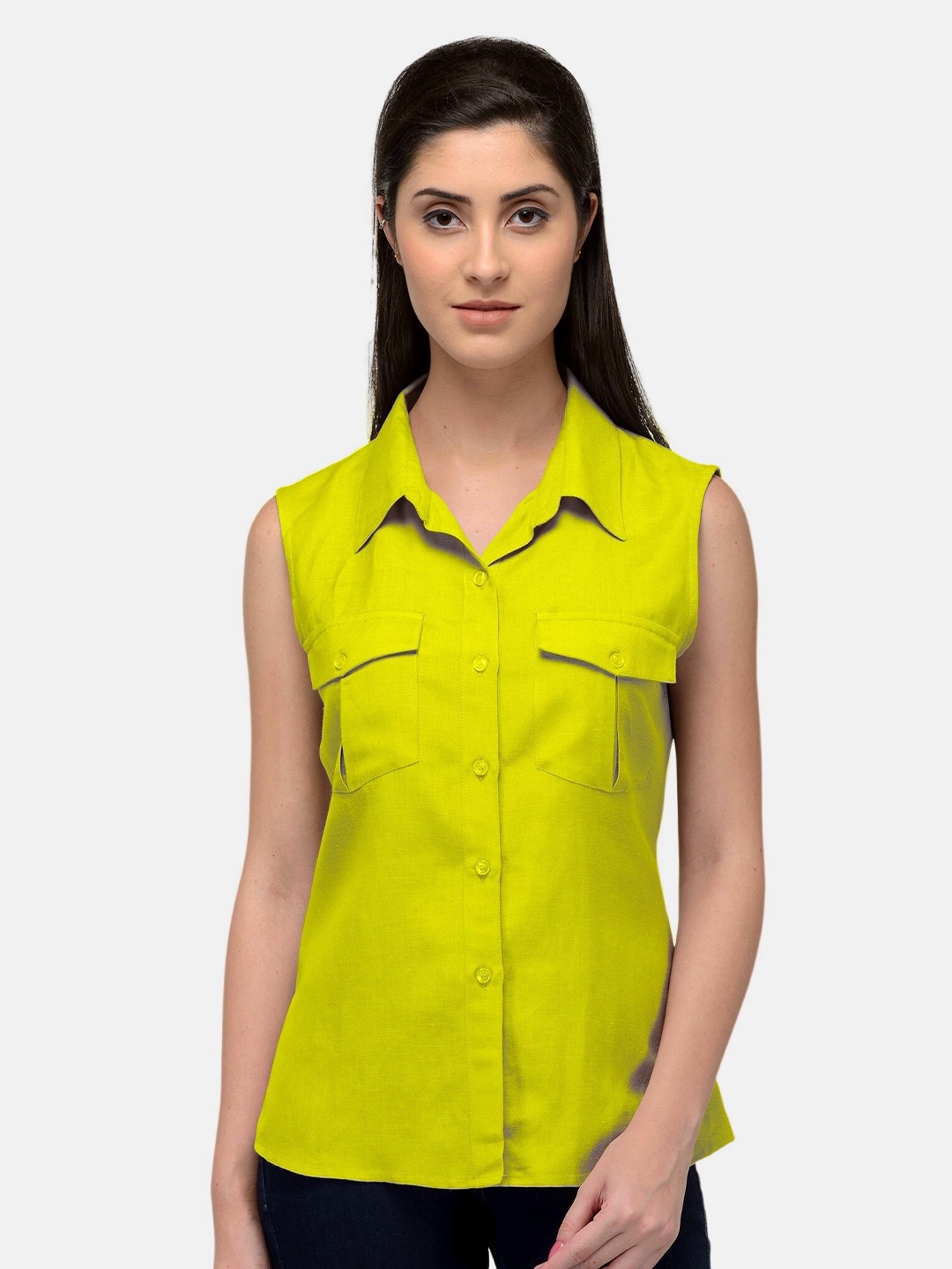 

PATRORNA Women Yellow Comfort Casual Shirt