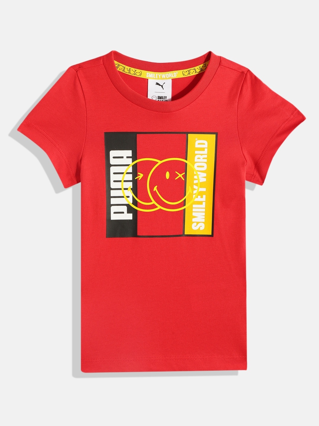 

Puma Kids x Smiley World Printed Pure Cotton T-shirt, Red