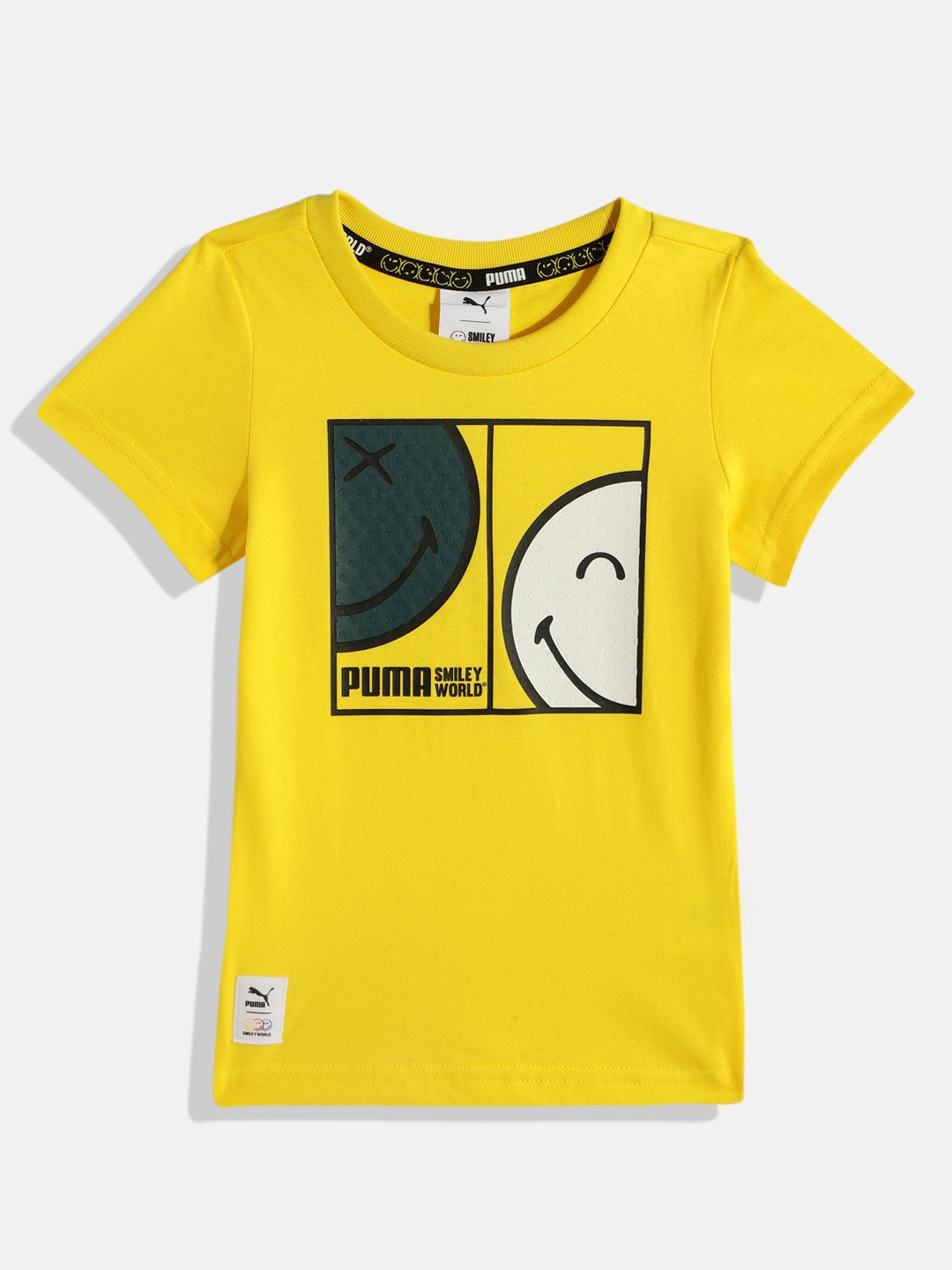 

Puma Kids x Smiley World Printed Pure Cotton T-shirt, Yellow