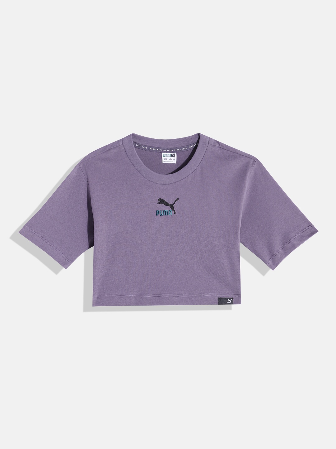 

Puma Girls Applique Detail Relaxed Fit Pure Cotton Classics Crop T-shirt, Purple