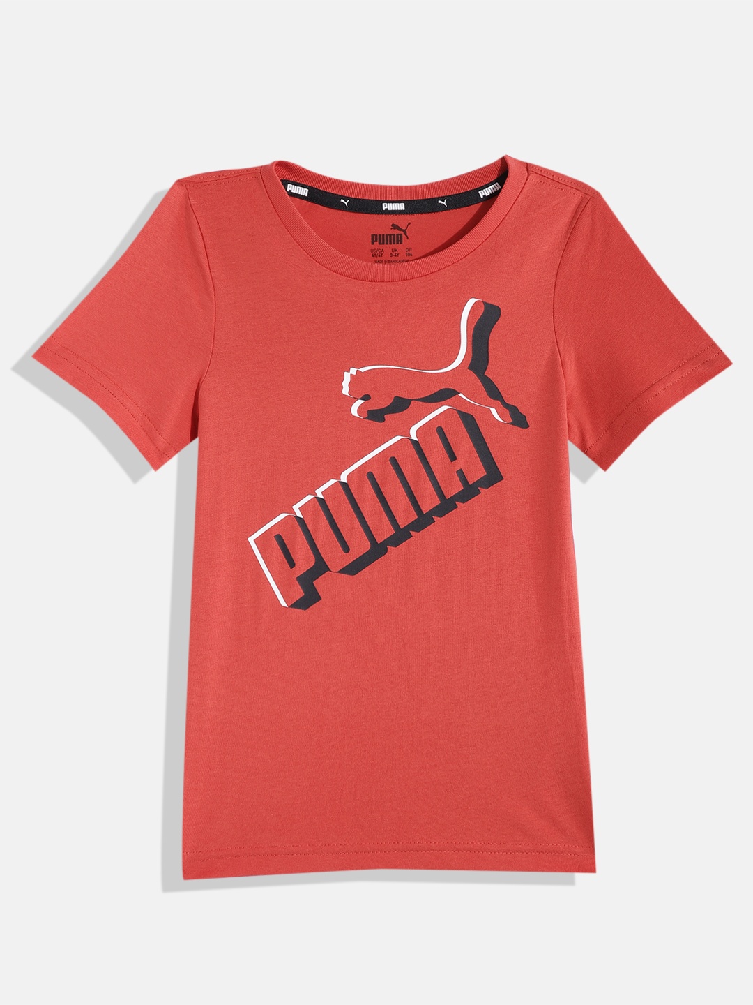 

Puma Boys Brand Logo Printed Regular Fit Pure Cotton T-shirt, Red