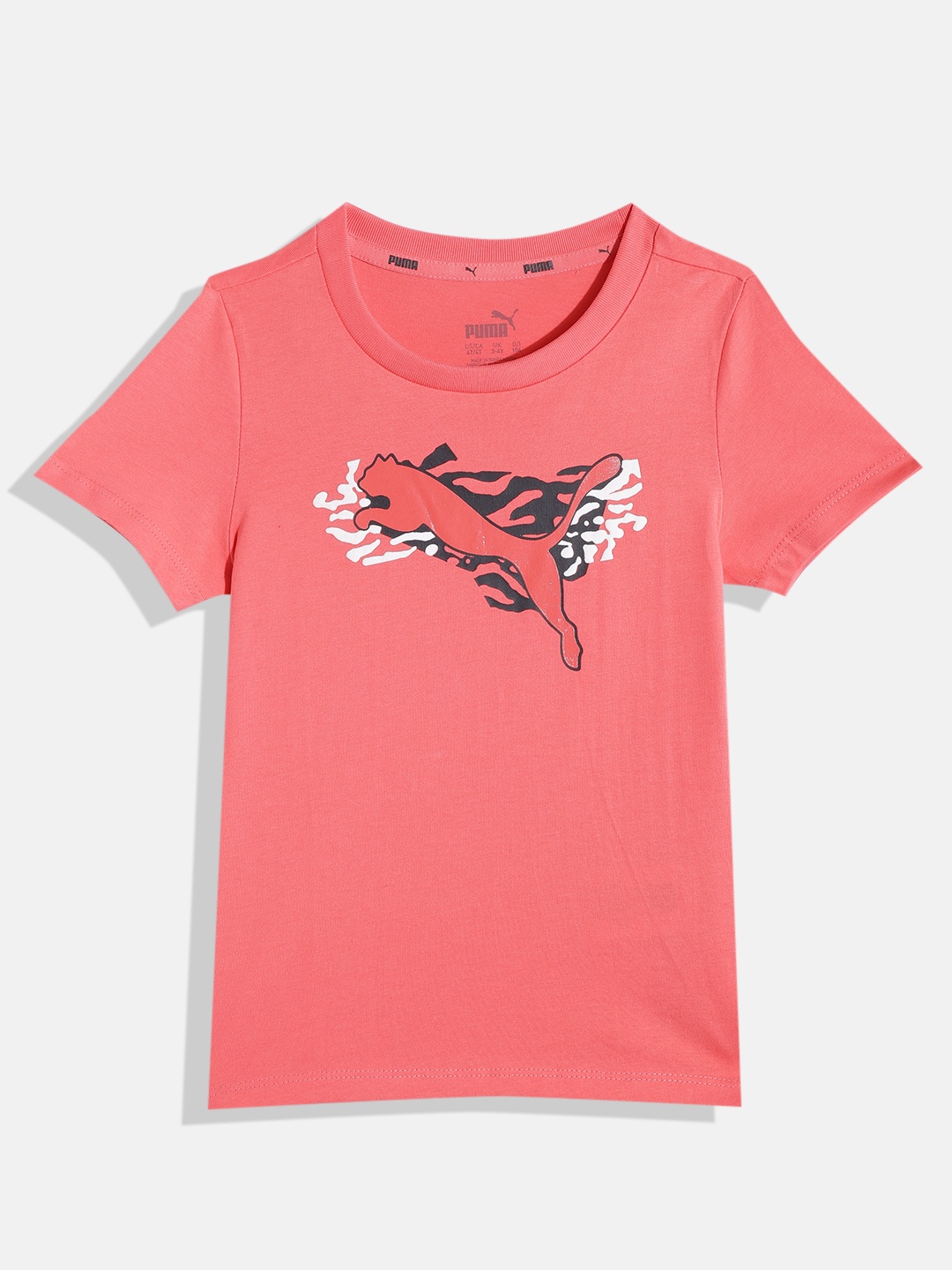 

Puma Girls Brand Logo Printed Regular Fit Pure Cotton Alpha T-Shirt, Coral