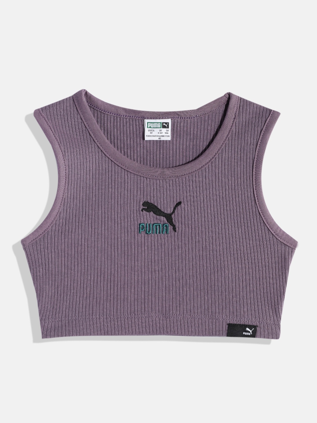 

Puma Girls Self Striped Classic Crop Tank Top, Purple