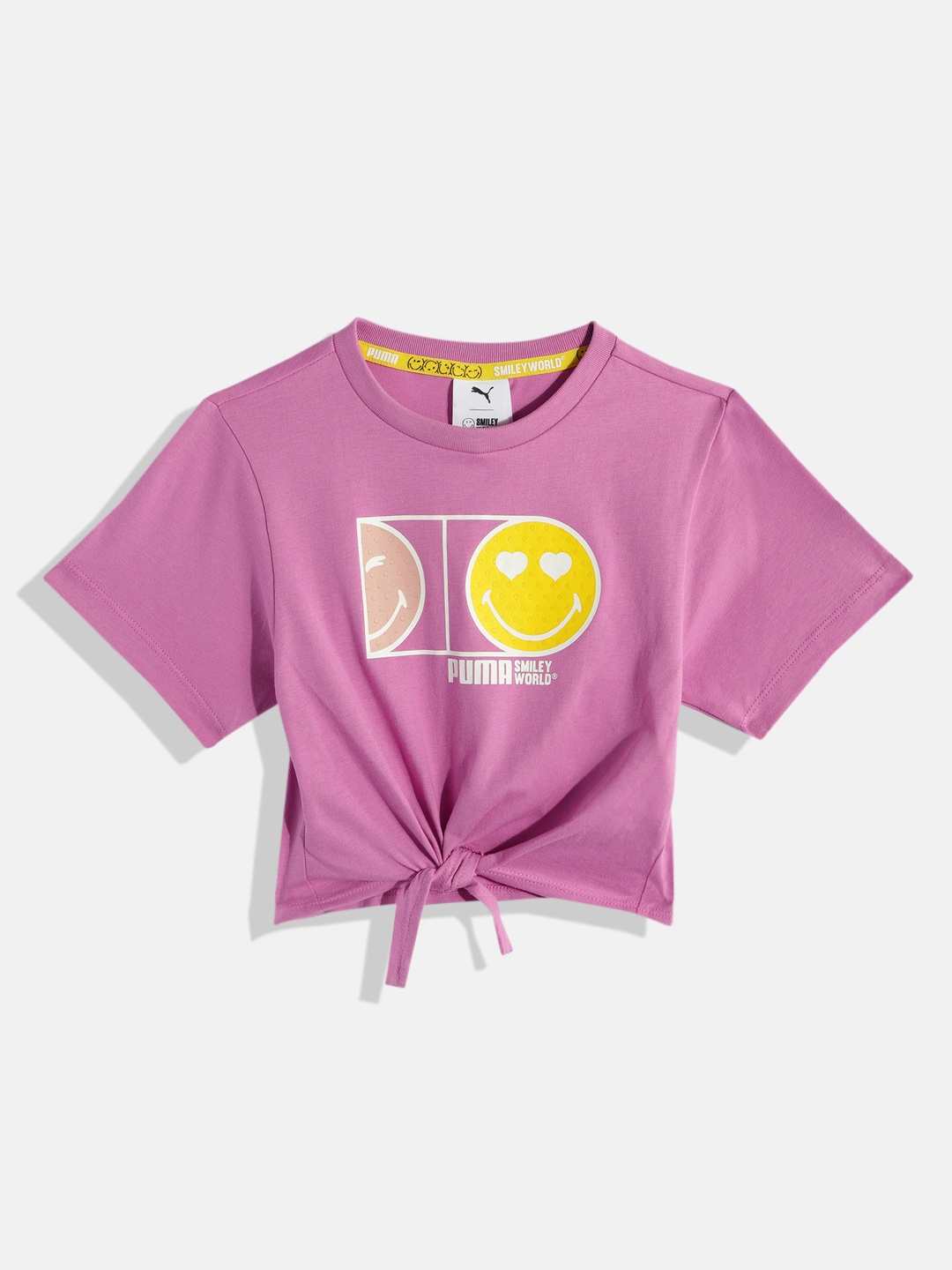

Puma Girls X Smiley World Printed Pure Cotton T-shirt, Purple