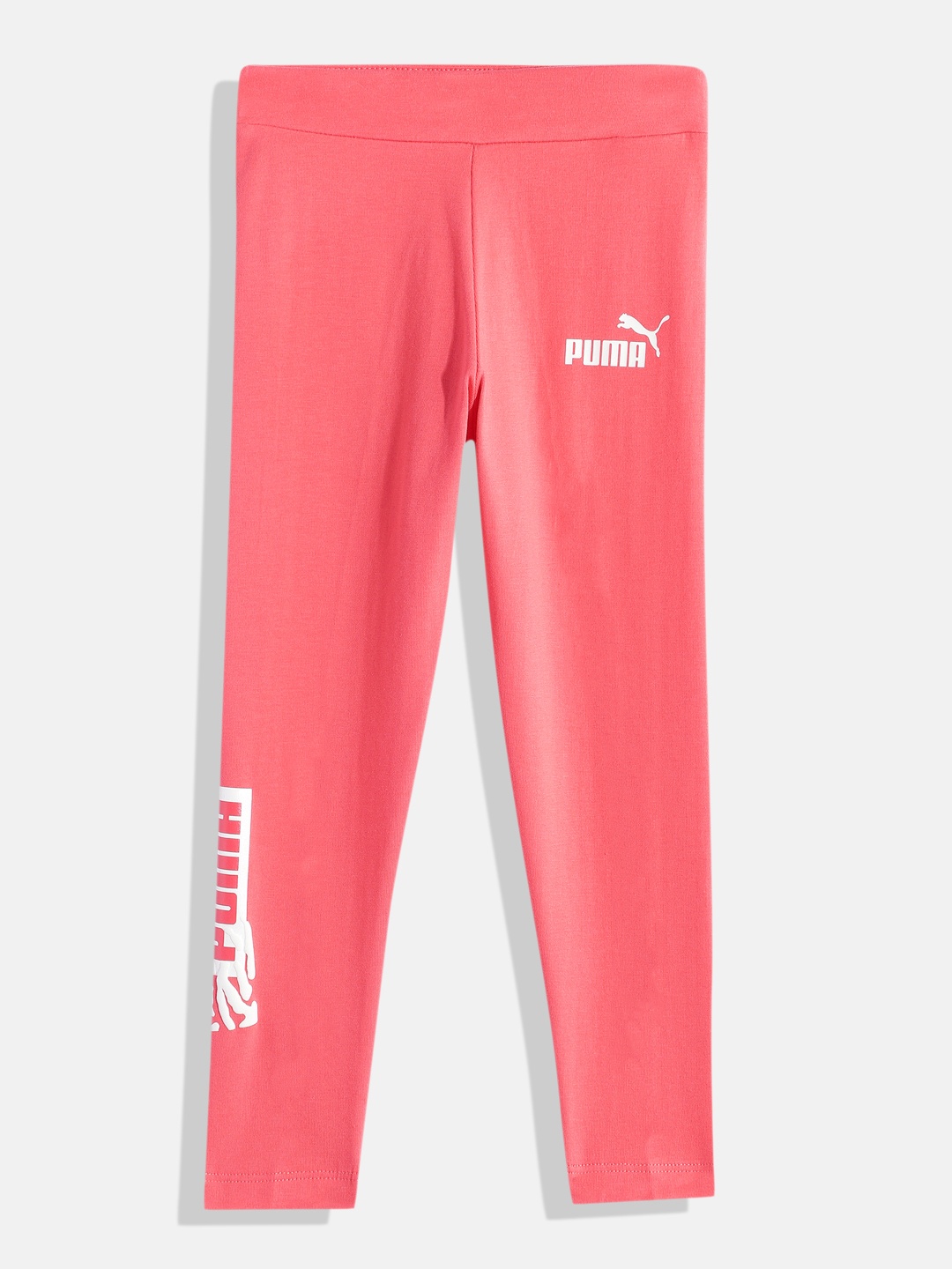 

Puma Girls Alpha Tight Fit Placement Brand Logo Print Leggings, Peach