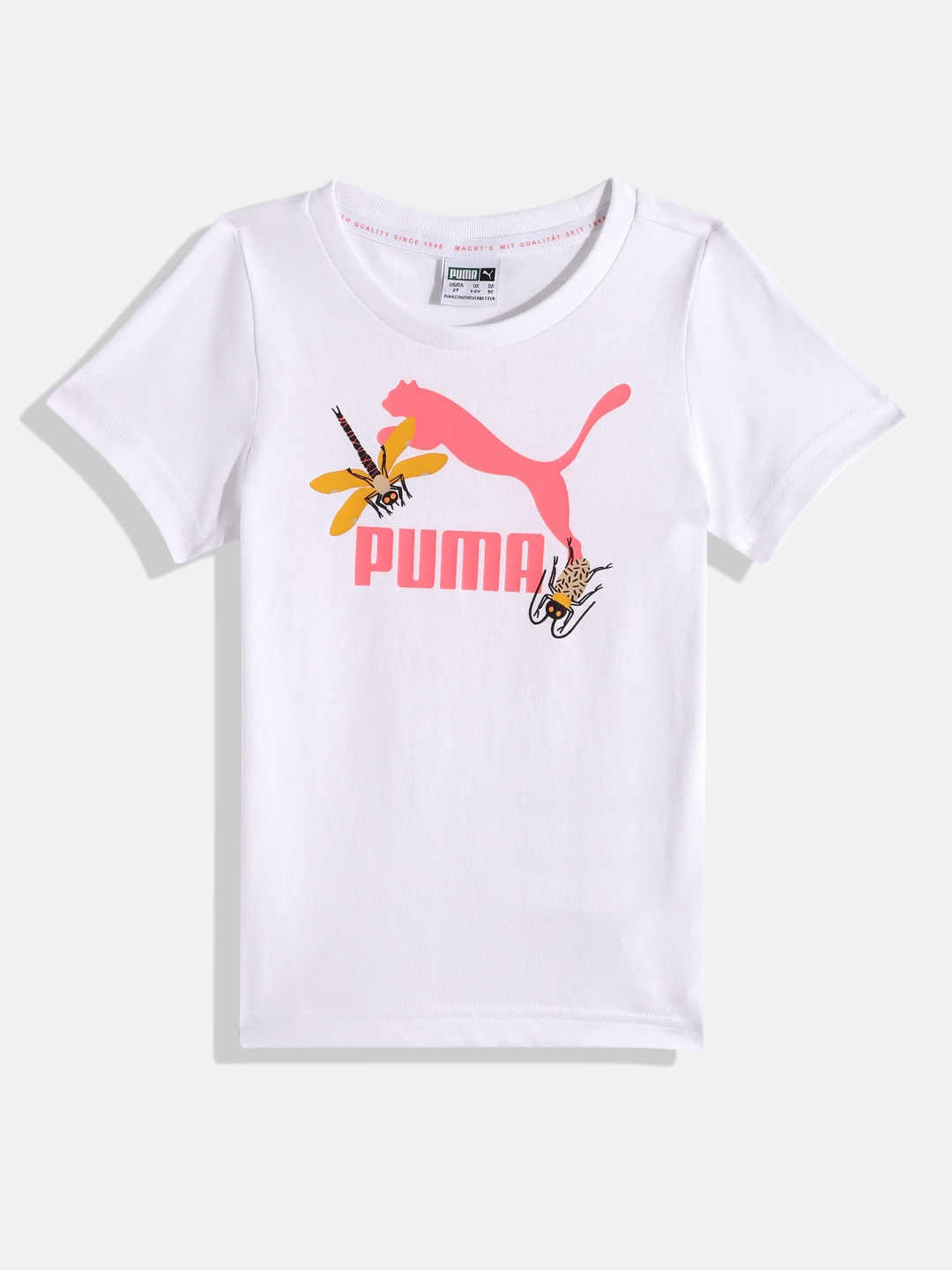 

Puma Kids Brand Logo Printed Small World Pure Cotton Regular Fit T-shirt, White