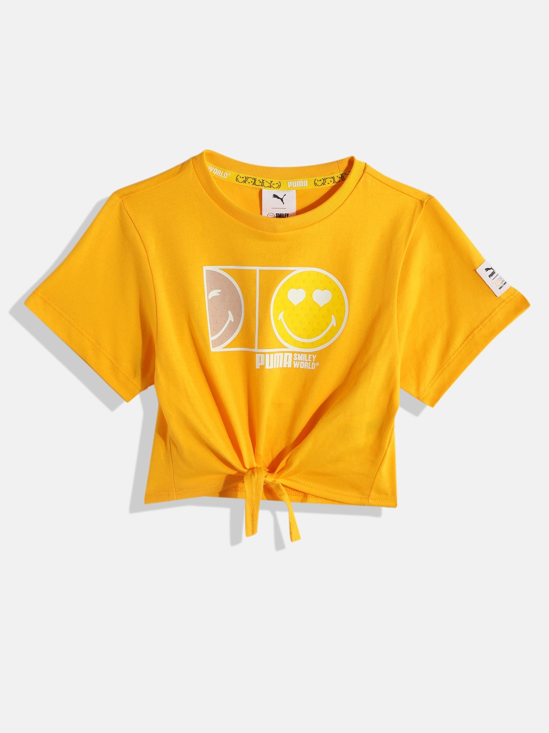 

Puma Girls Smiley World Printed Pure Cotton T-shirt, Yellow