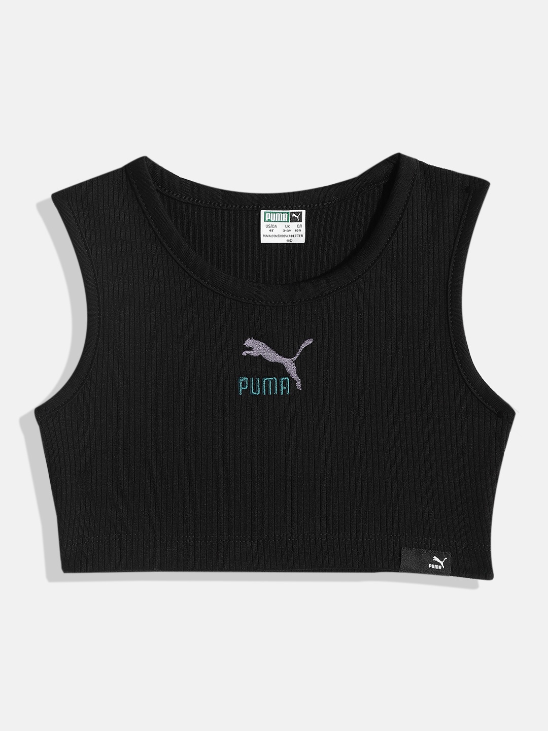 

Puma Girls Self Striped Classic Crop Tank Top, Black