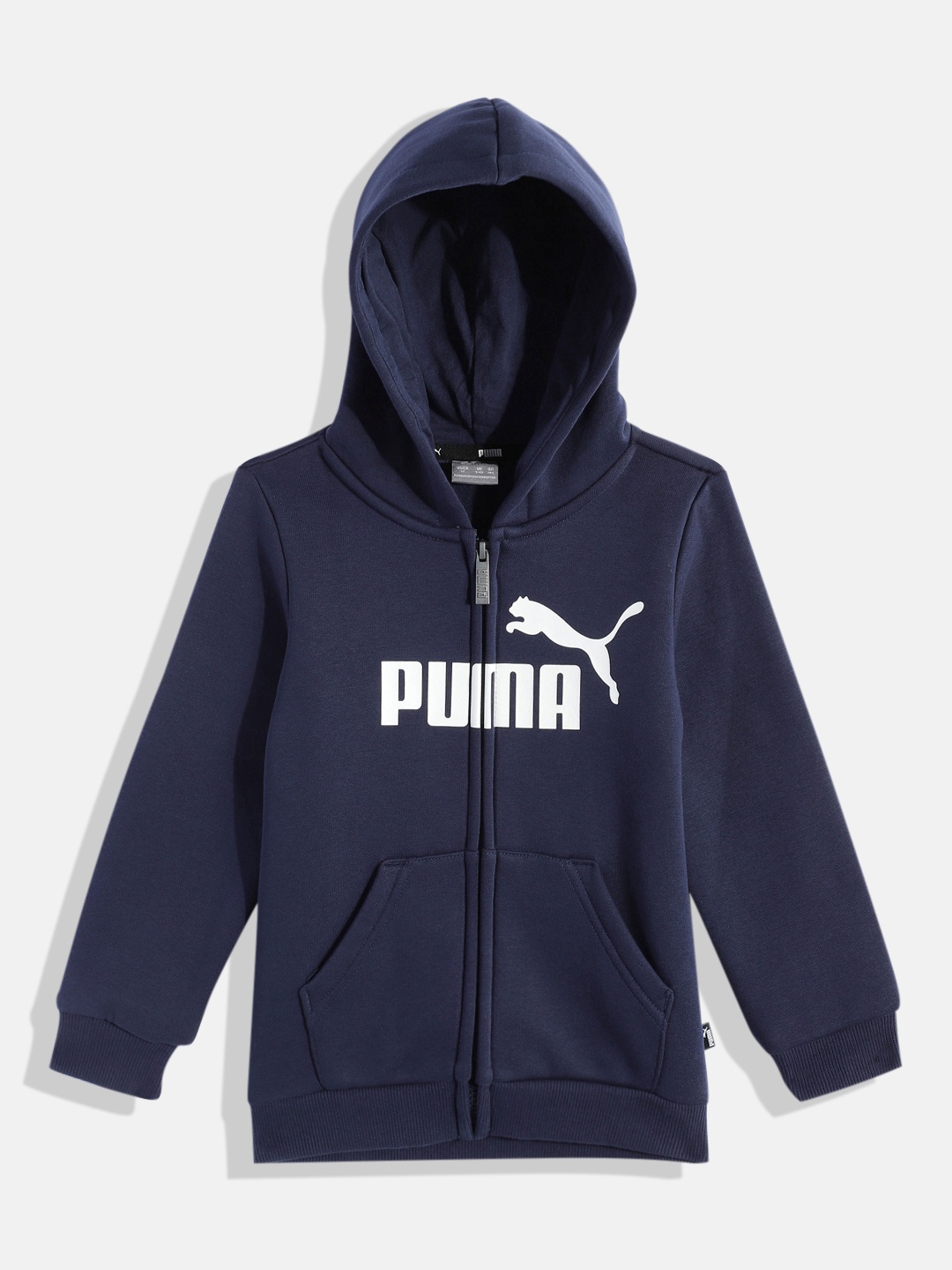 

Puma Boys Navy Blue Brand Logo Printed Hooded Sweatshirt