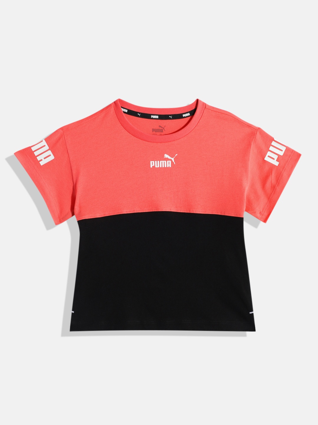 

Puma Girls Colourblocked Pure Cotton T-shirt, Pink