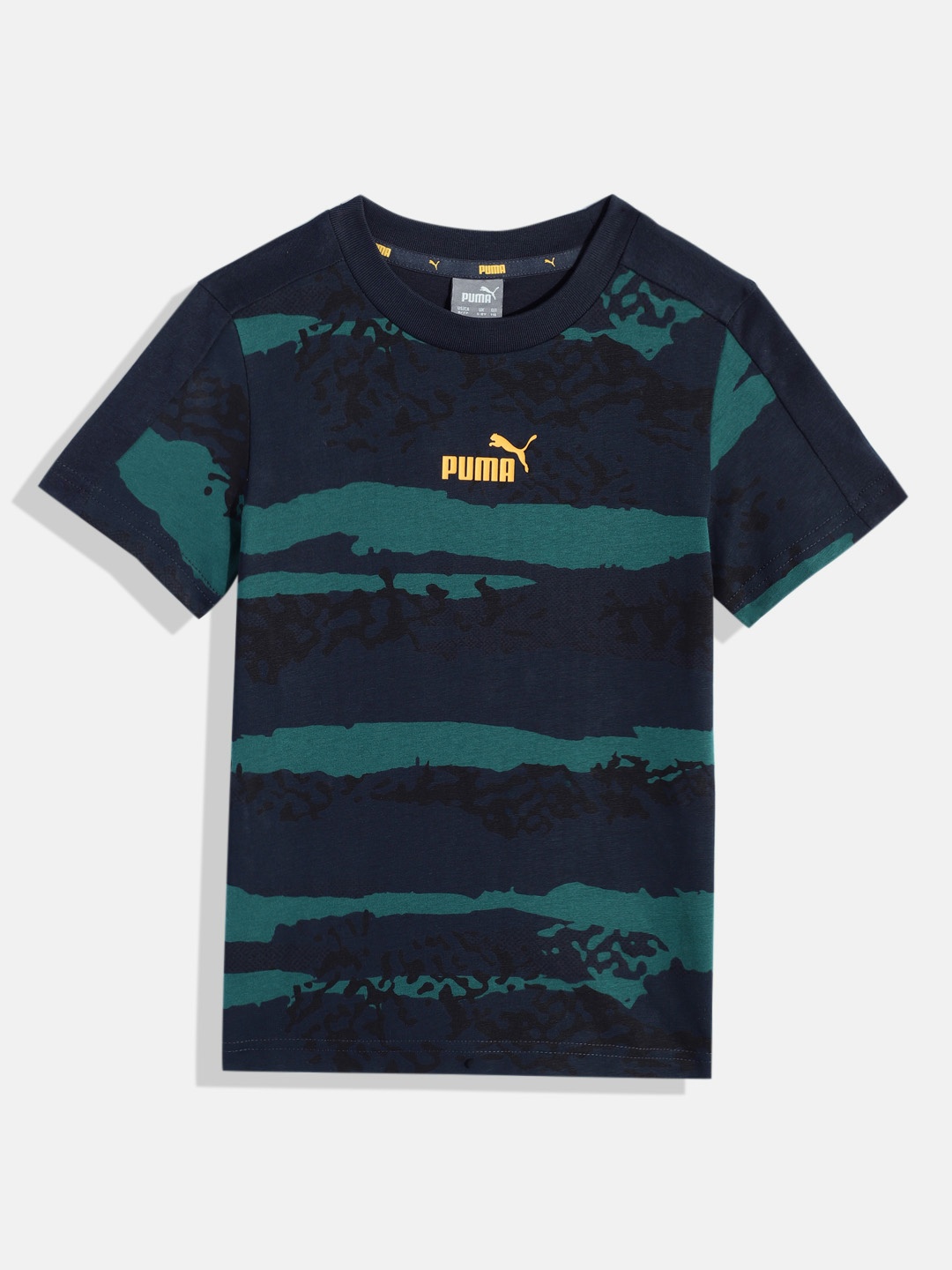 

Puma Boys Abstract Alpha Print Round Neck Knitted Pure Cotton T-Shirt, Navy blue