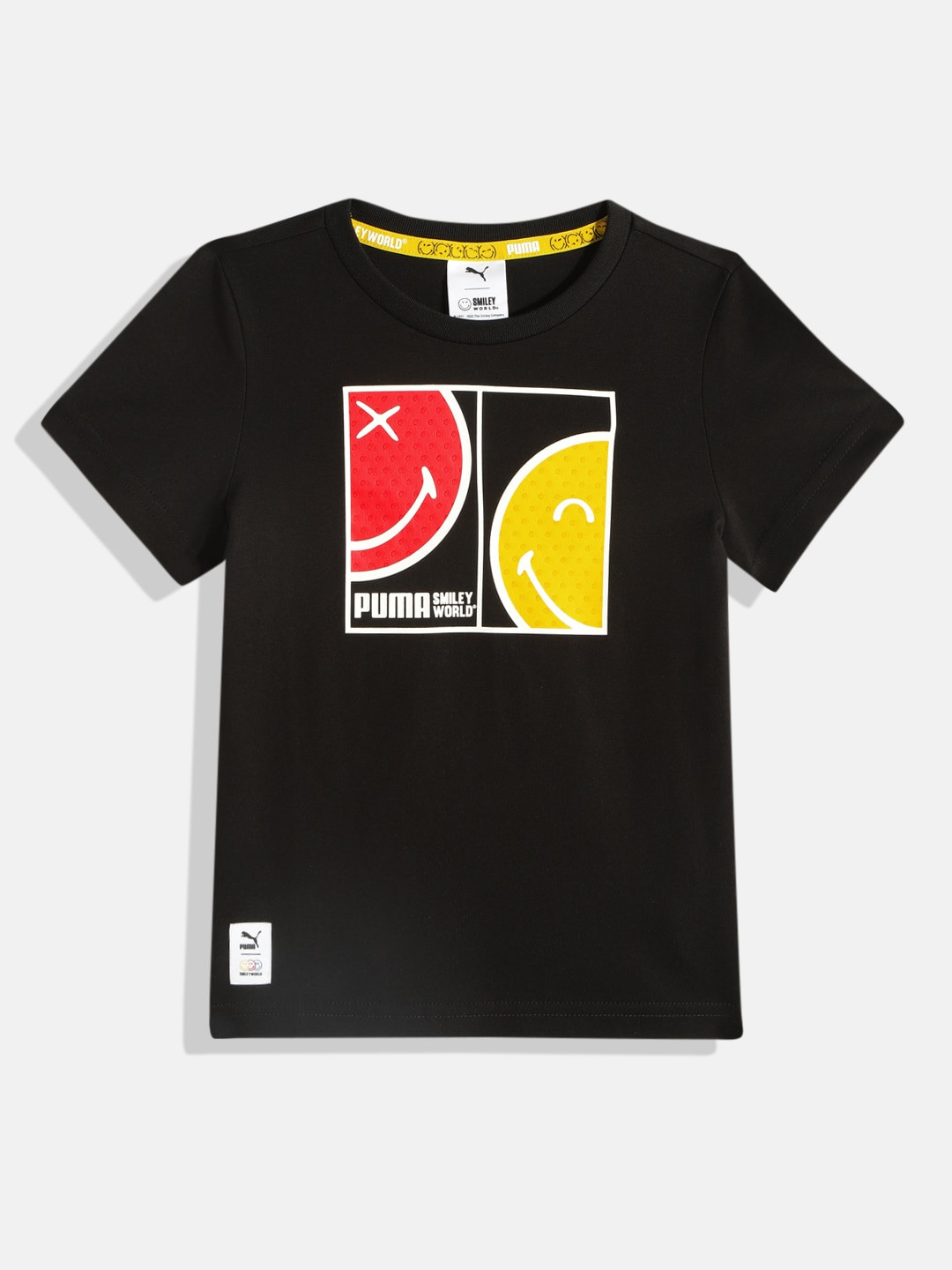 

Puma Kids x Smiley World Printed Pure Cotton T-shirt, Black