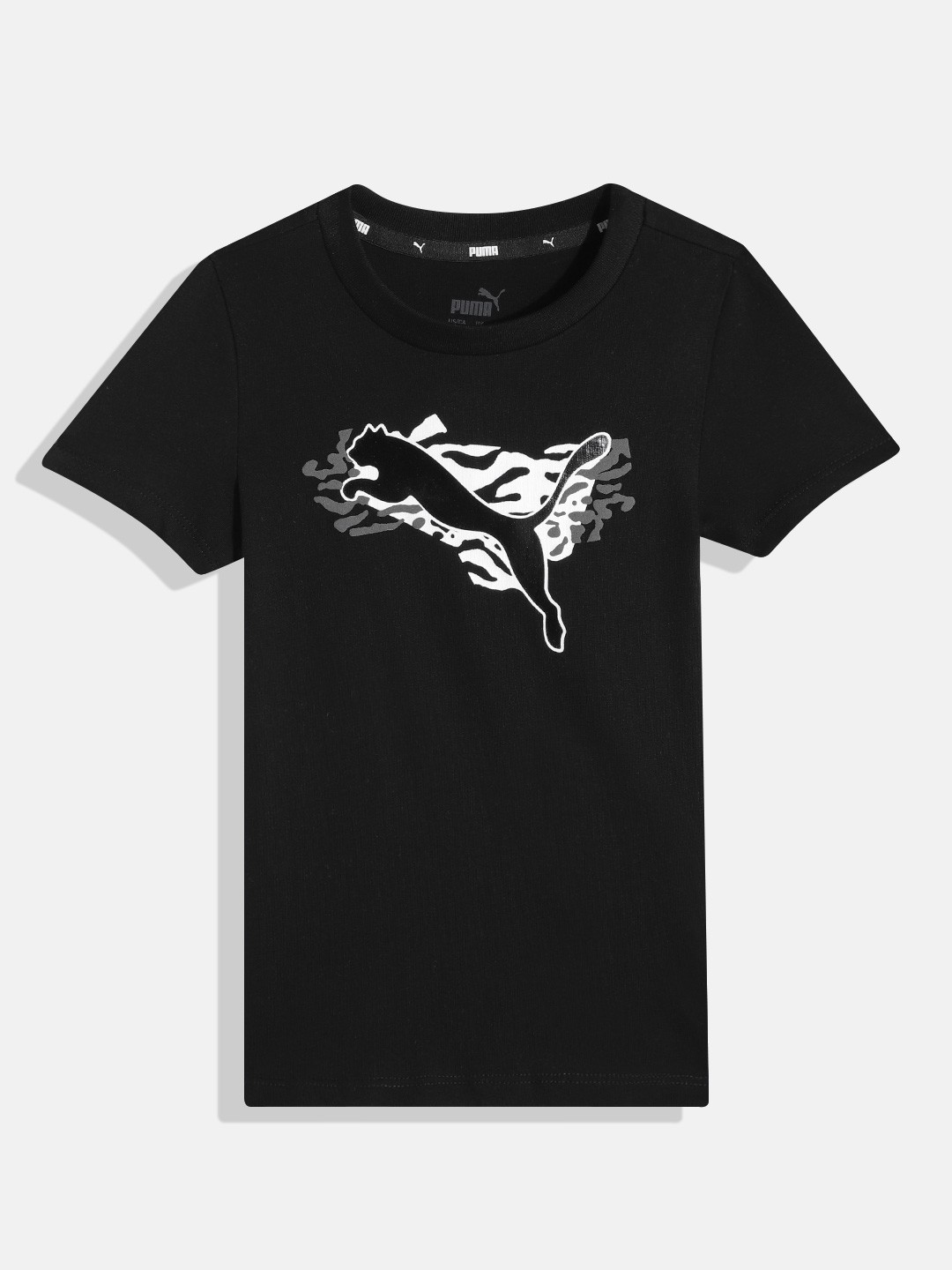 

Puma Girls Brand Logo Printed Pure Cotton Alpha Regular Fit T-Shirt, Black