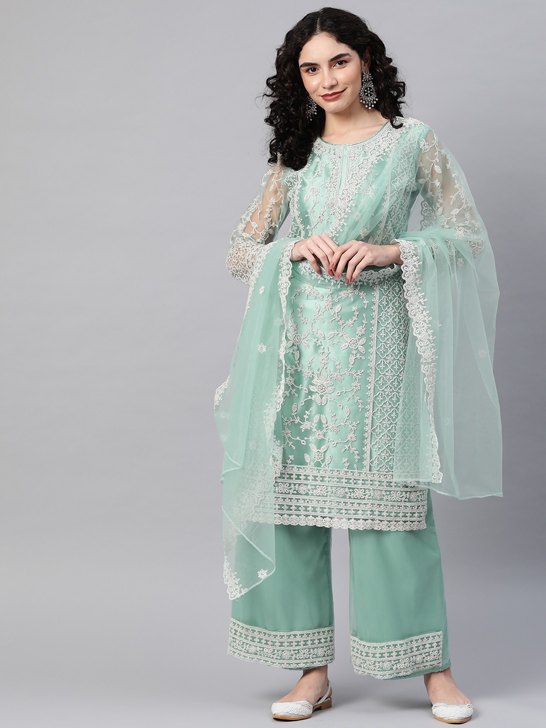

Readiprint Fashions Blue & White Embroidered Semi-Stitched Dress Material