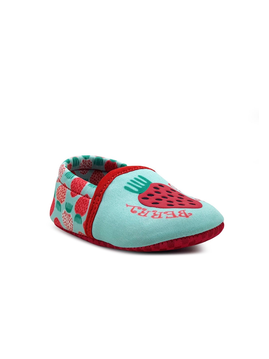 

KazarMax Kids Sea Green & Pink Berry Cute Embroidered Tootsies Booties