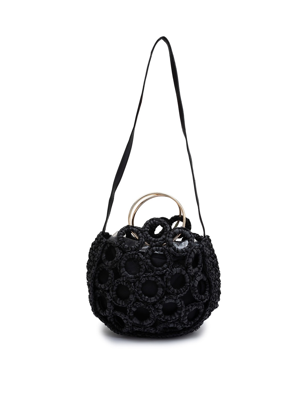 

Sole To Soul Black Structured Shoulder Bag with Quilted